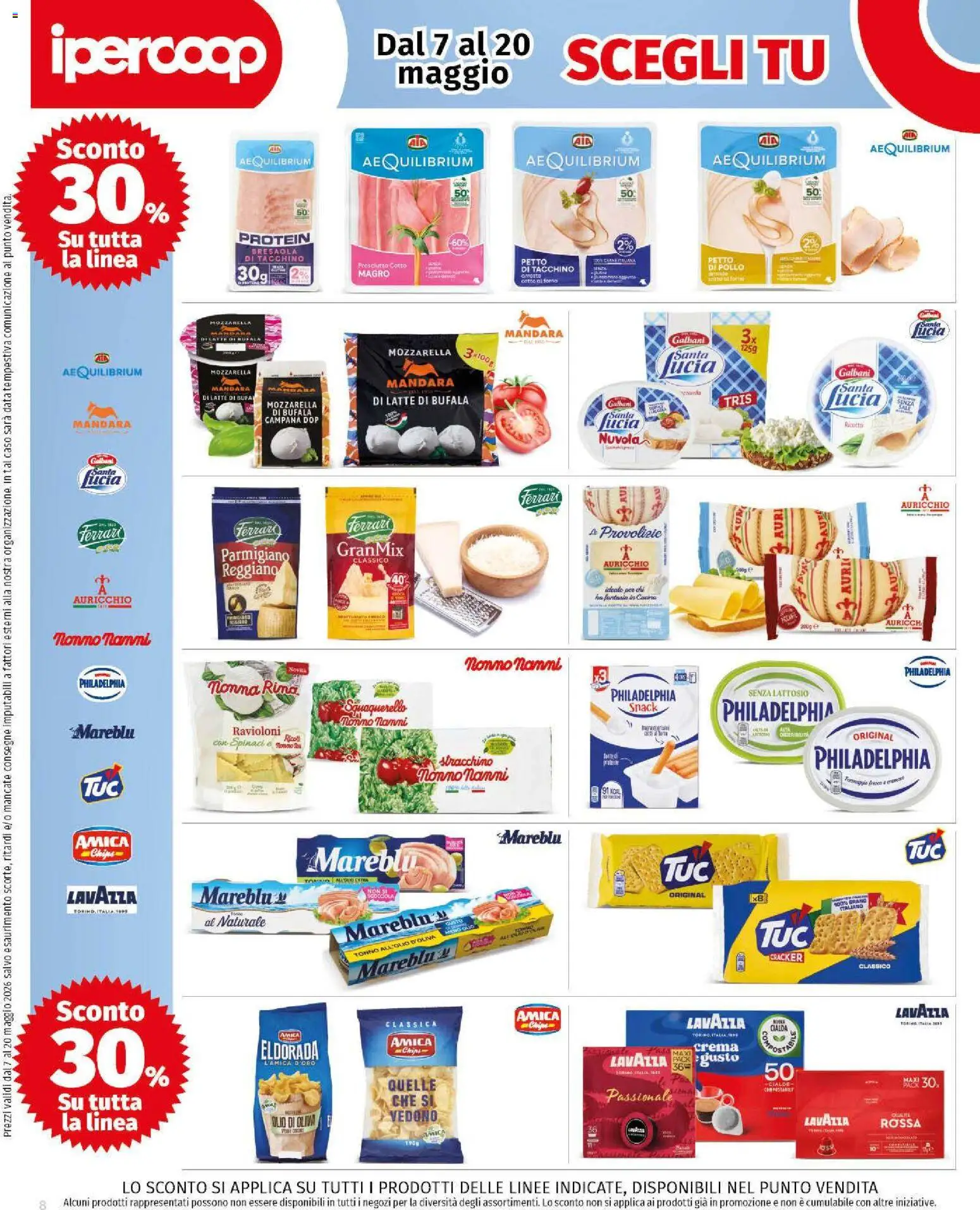 Volantino Ipercoop del 07.05.2026 | Pagina: 8 | Prodotti: Bresaola, Mozzarella, Tonno, Forno