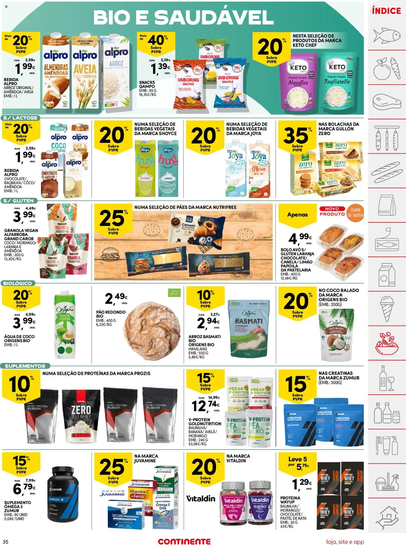 Continente folheto │ válido de 11/08/2026 | Página: 35 | Produtos: Aveia, Bolo, Vitamina c, Nata