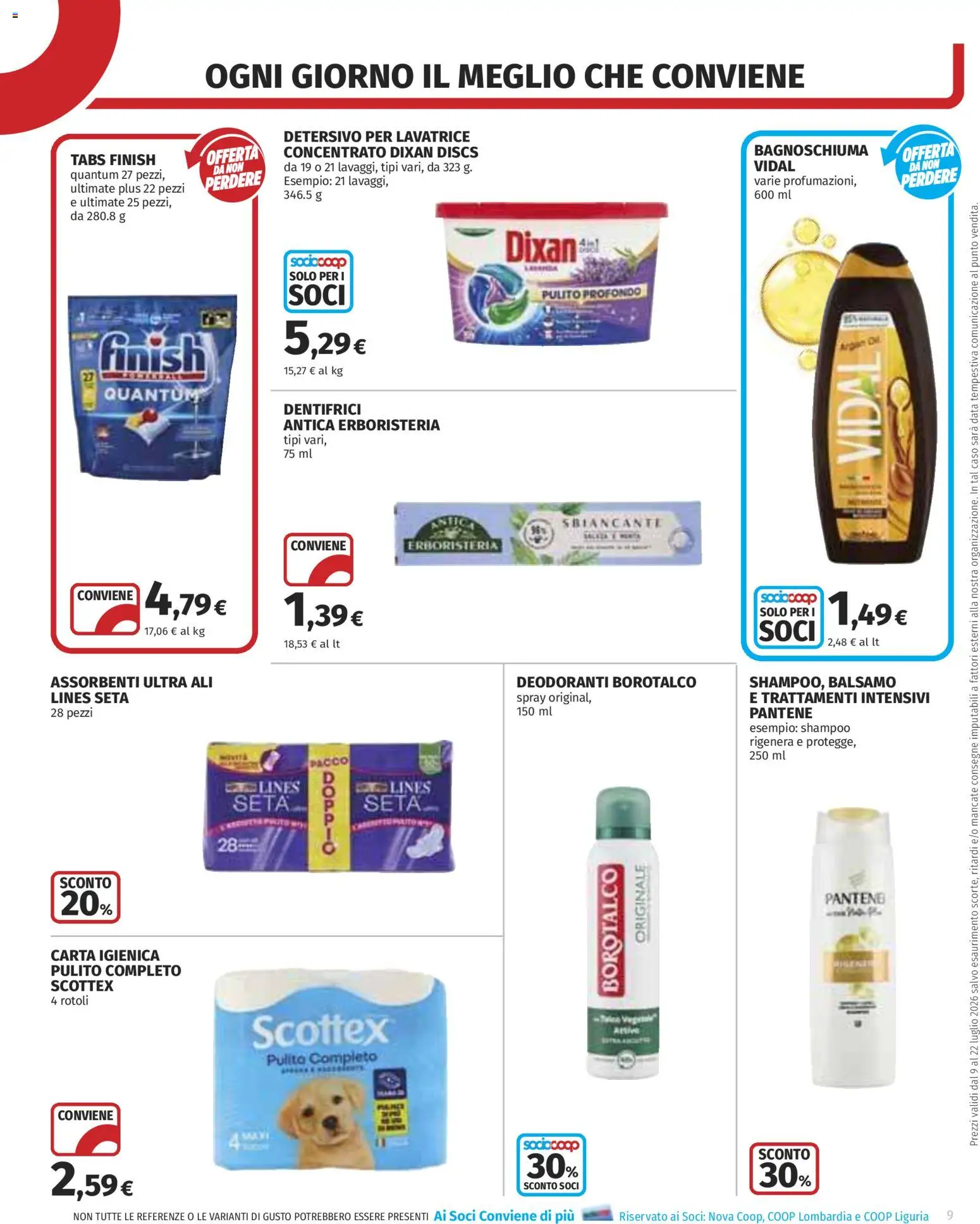 Volantino COOP del 09/07/2026 | Pagina: 9 | Prodotti: Shampoo, Balsamo, Bagnoschiuma, Data