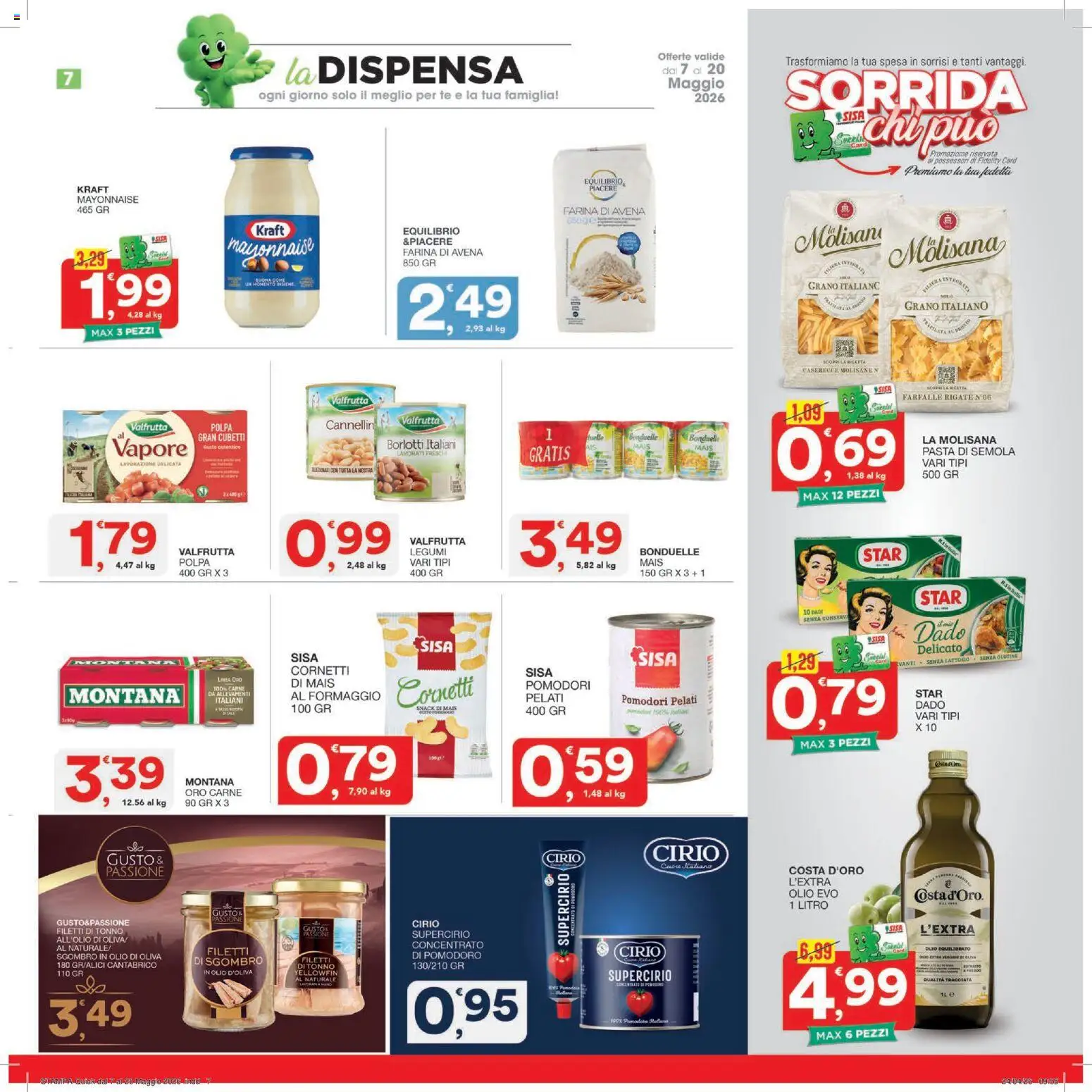 Volantino SISA del 07.05.2026 | Pagina: 7 | Prodotti: Legumi, Formaggio, Mais, Olio di Oliva
