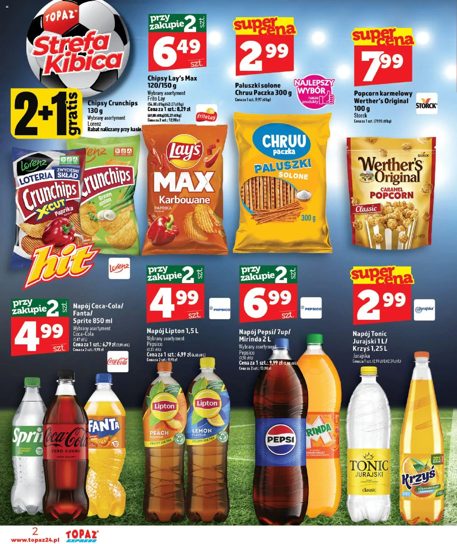 Topaz gazetka - Express od 18.06.2026 | Strona: 2 | Produkty: Chipsy, Pepsi, Paluszki, Popcorn