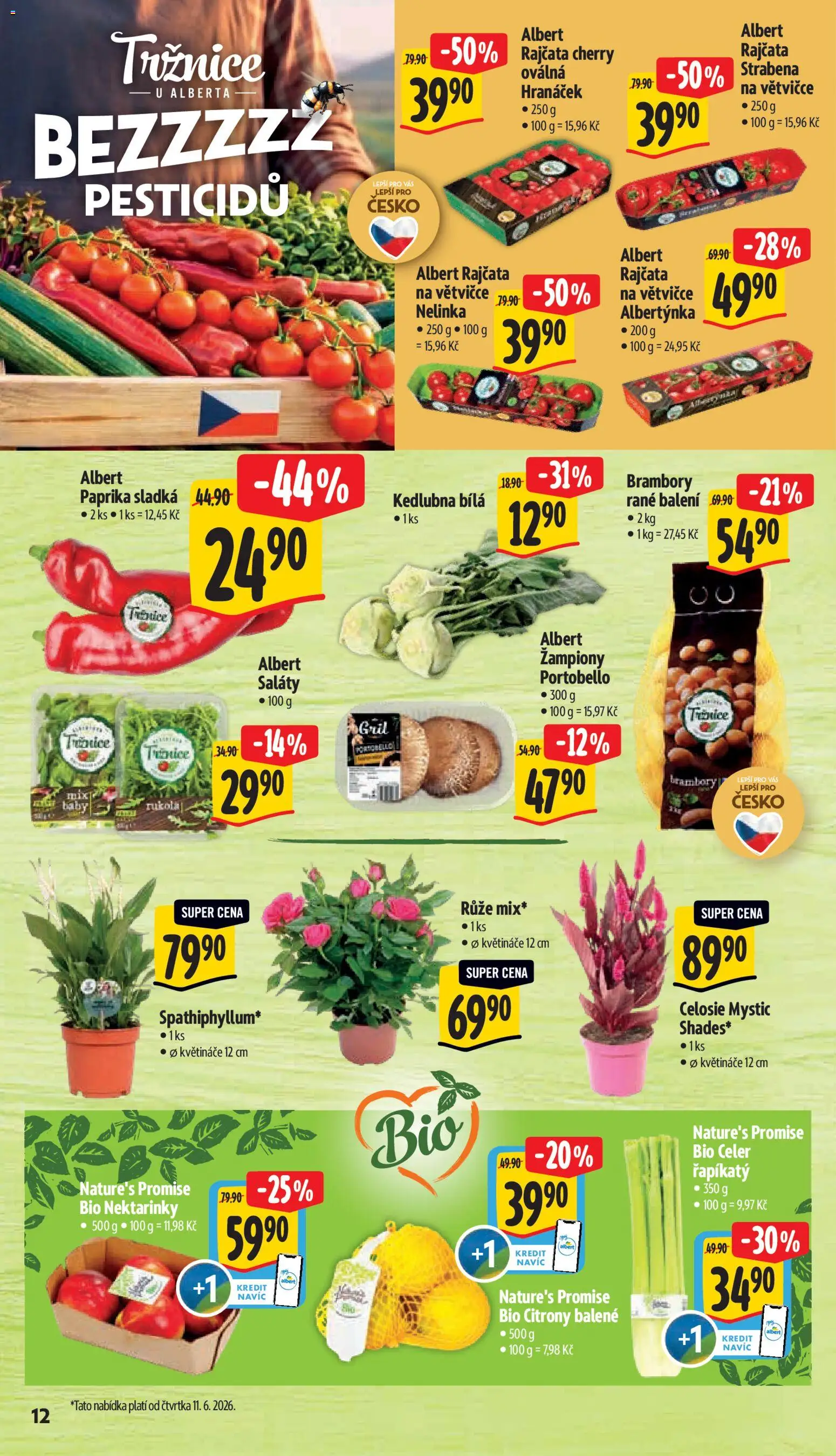 Albert leták - Hypermarket od 10.06.2026 | Strana: 20 | Produkty: Rajčata, Cherry rajčata, Nektarinky, Citróny