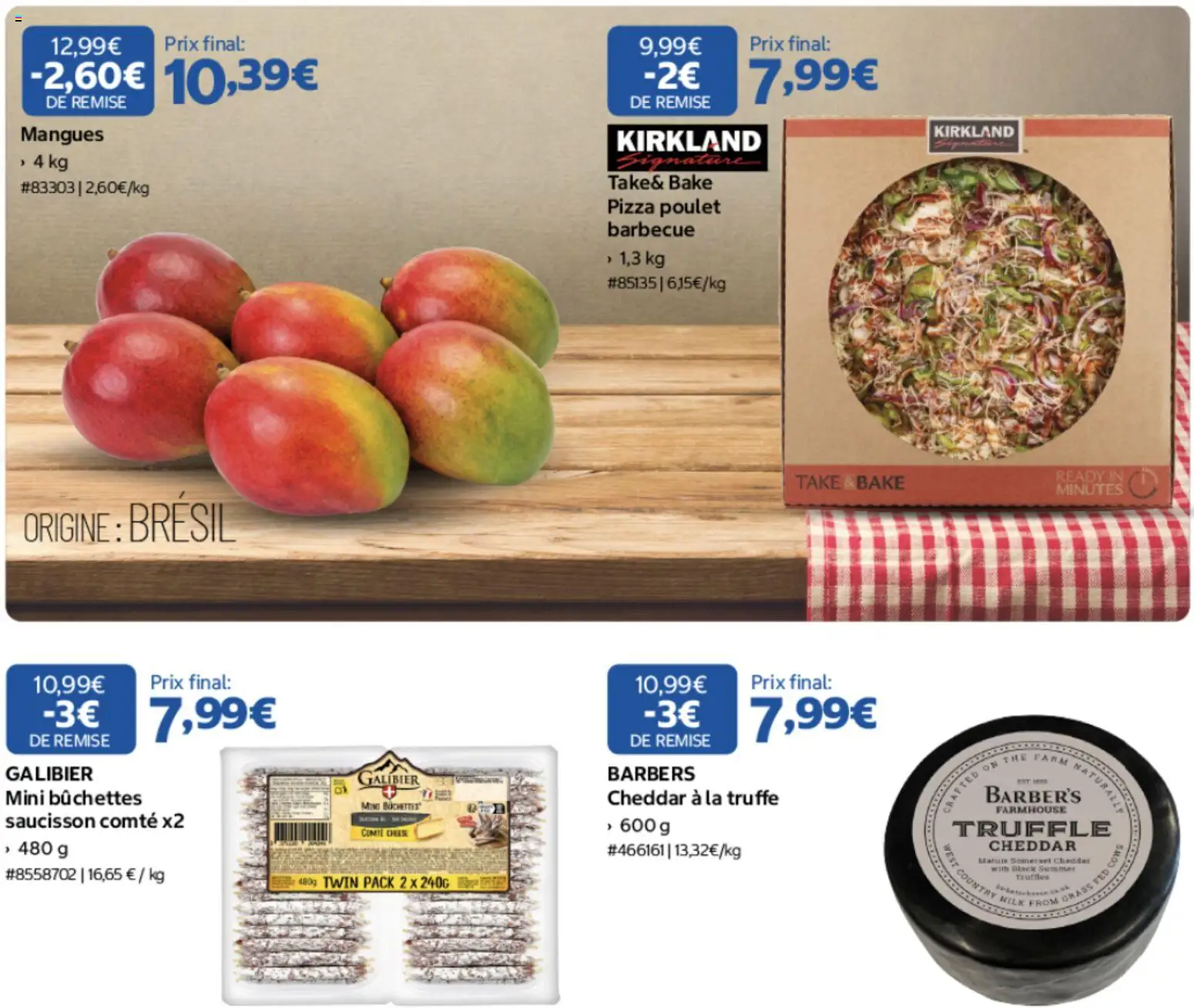{H1} | Page: 2 | Produits: Saucisson, Barbecue, Poulet, Cheddar