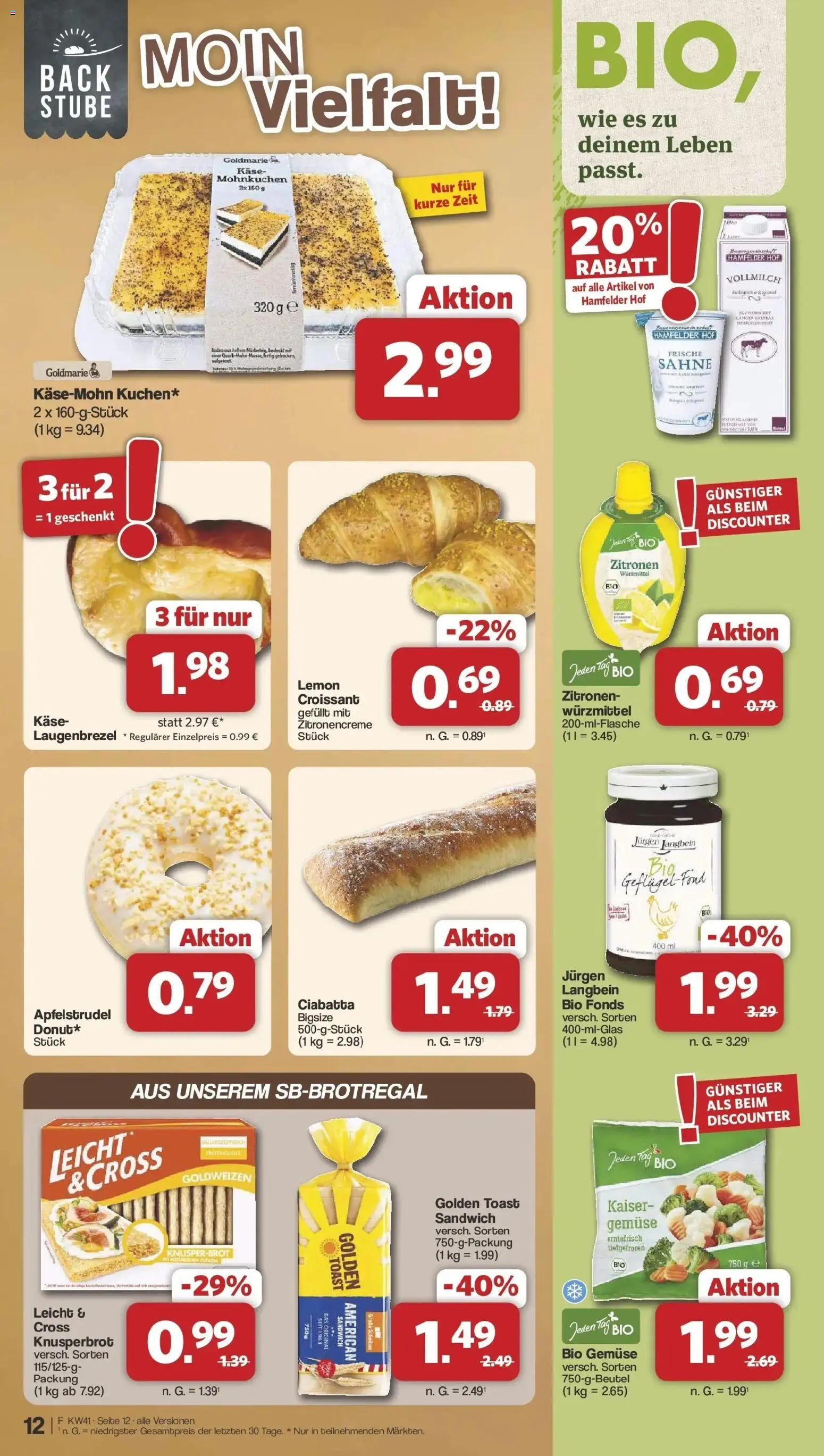Famila Nordwest Aktueller Prospekt – gültig ab 05.10.2026 | Seite: 12 | Produkte: Käse, Toast, Gemüse, Sahne