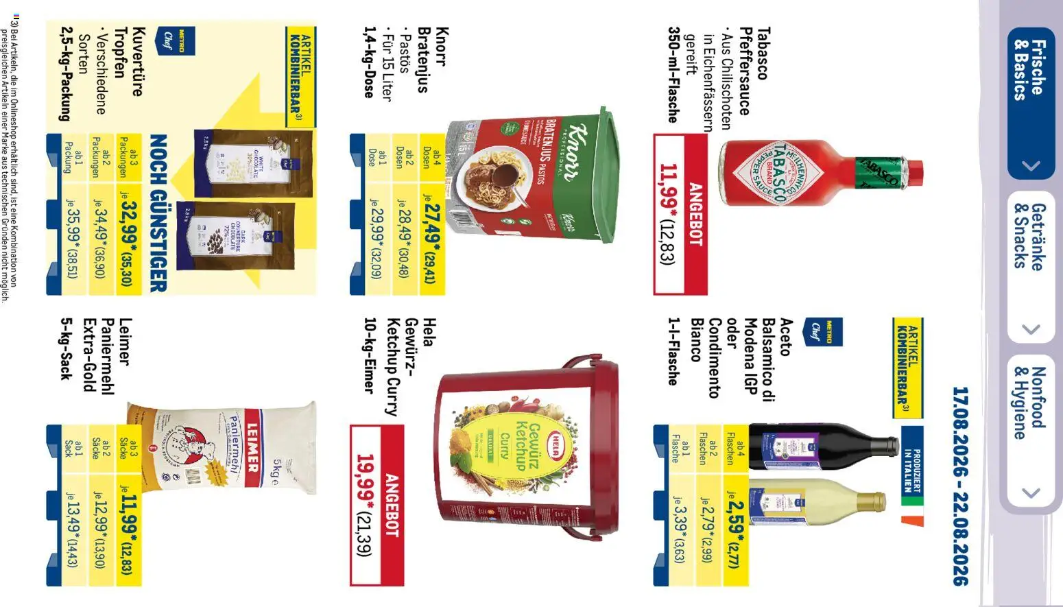 Metro NonFood-Angebote – gültig ab 17.08.2026 | Seite: 50 | Produkte: Balsamico, Knorr, Ketchup