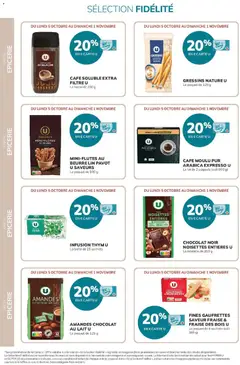 Super U - Prévisualisation de Super U - Ma sélection Carte U Octobre valide à partir de 05/10/2026 | Page: 20 | Produits: Amande, Noisettes, Thym, Café