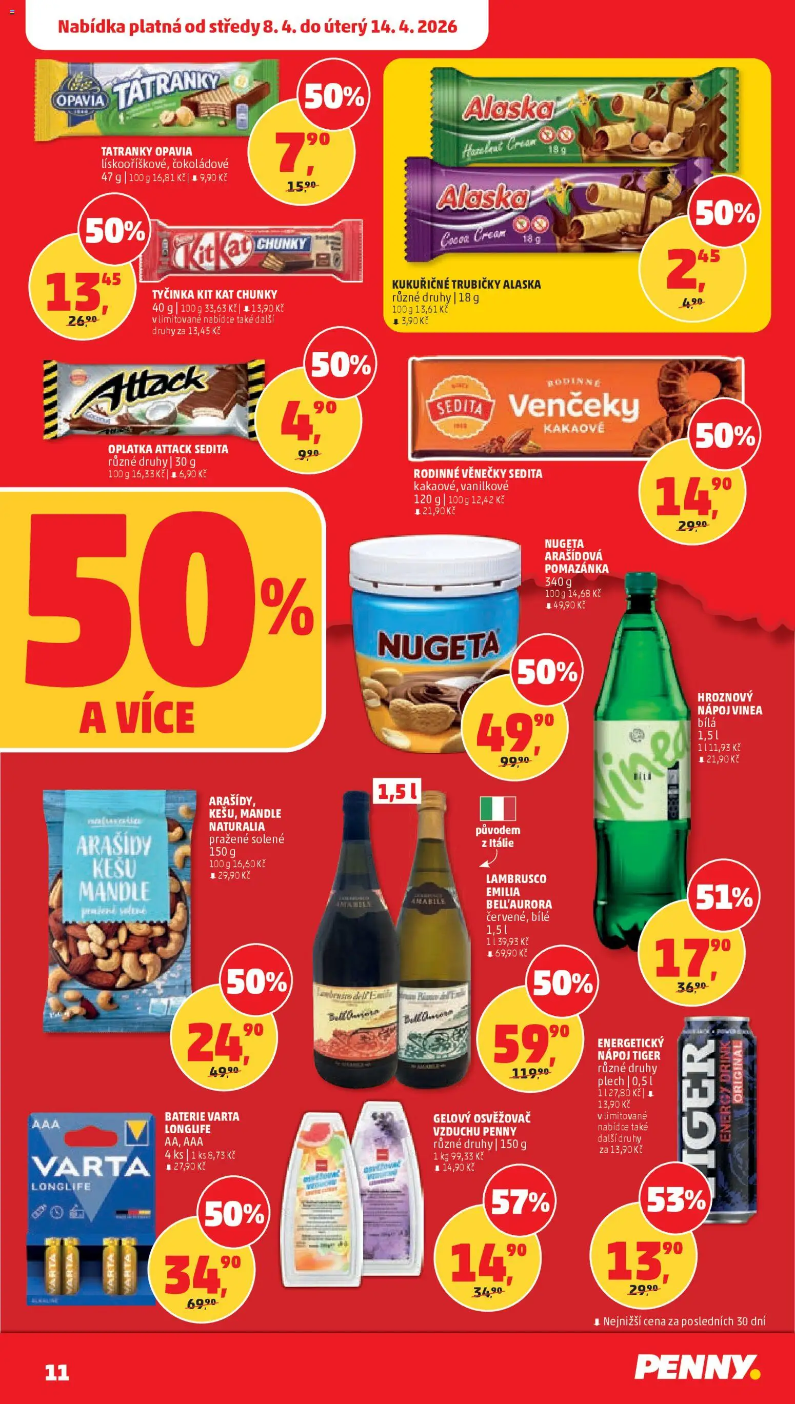 Penny Market leták od 08.04.2026 | Strana: 11 | Produkty: Tatranky, Tiger, Nugeta, Vinea