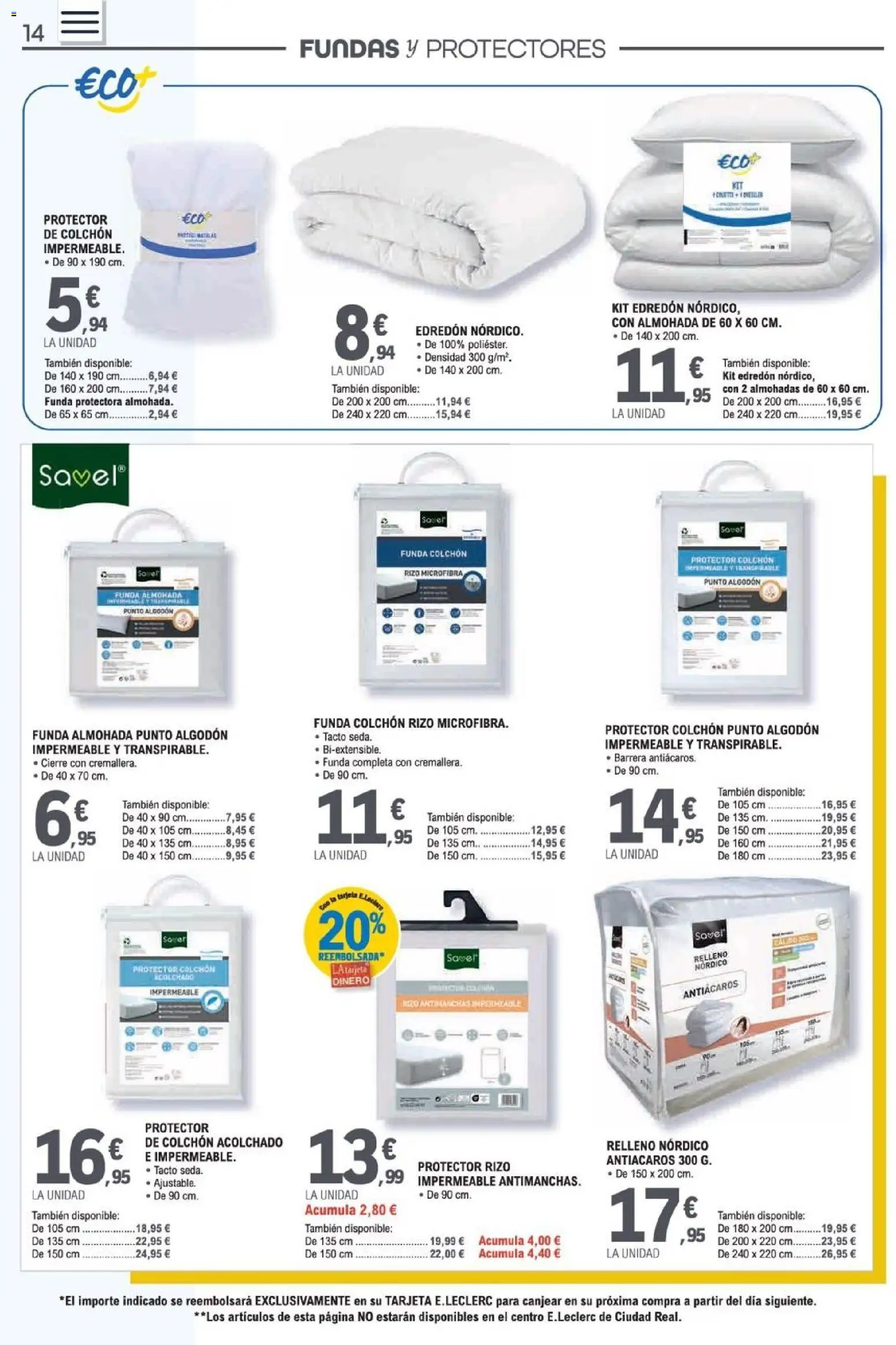 E.Leclerc Ciudad Real │ válido desde el 31/08/2026 | Página: 14 | Productos: Edredón, Colchon, Algodón, Almohada