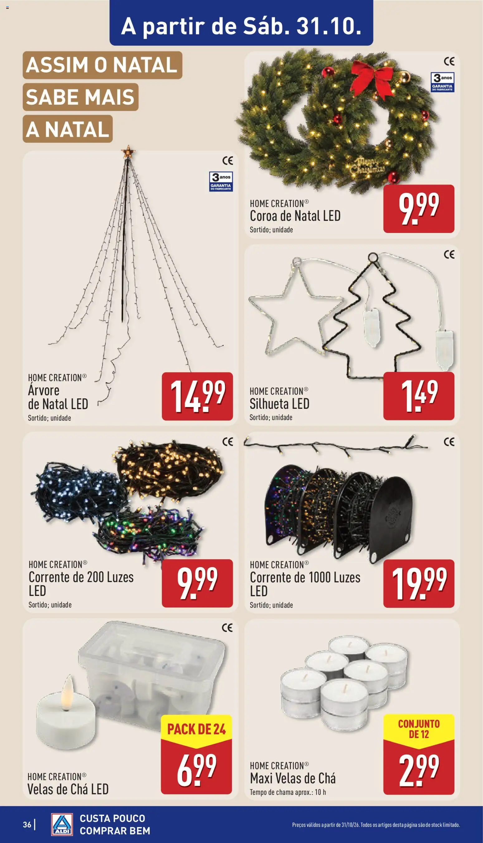 Aldi folheto │ válido de 26/10/2026 | Página: 36 | Produtos: Árvore de natal, Chá, Velas de chá, Velas