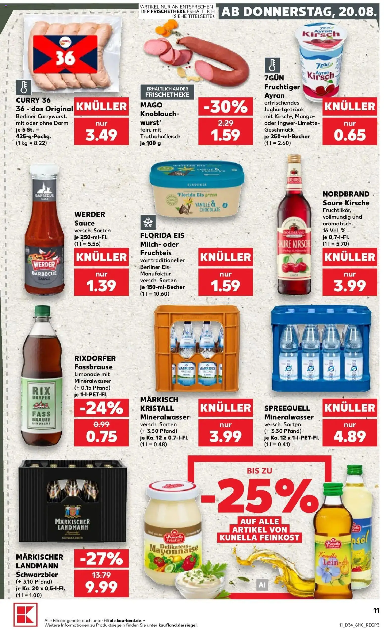 Prospekt Kaufland ab 20.08.2026 » Angebote Online zum Blättern | Seite: 11 | Produkte: Milch, Mineralwasser, Mayonnaise, Knoblauch
