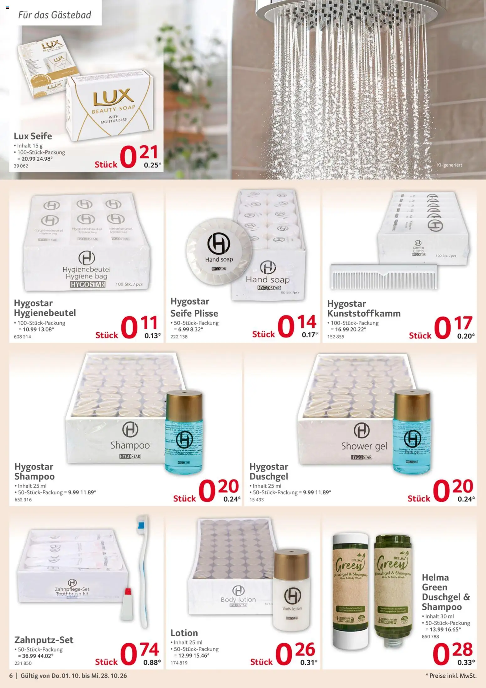 Selgros Gastro Angebote – gültig ab 01.10.2026 | Seite: 6 | Produkte: Shampoo, Seife, Duschgel, Shower Gel