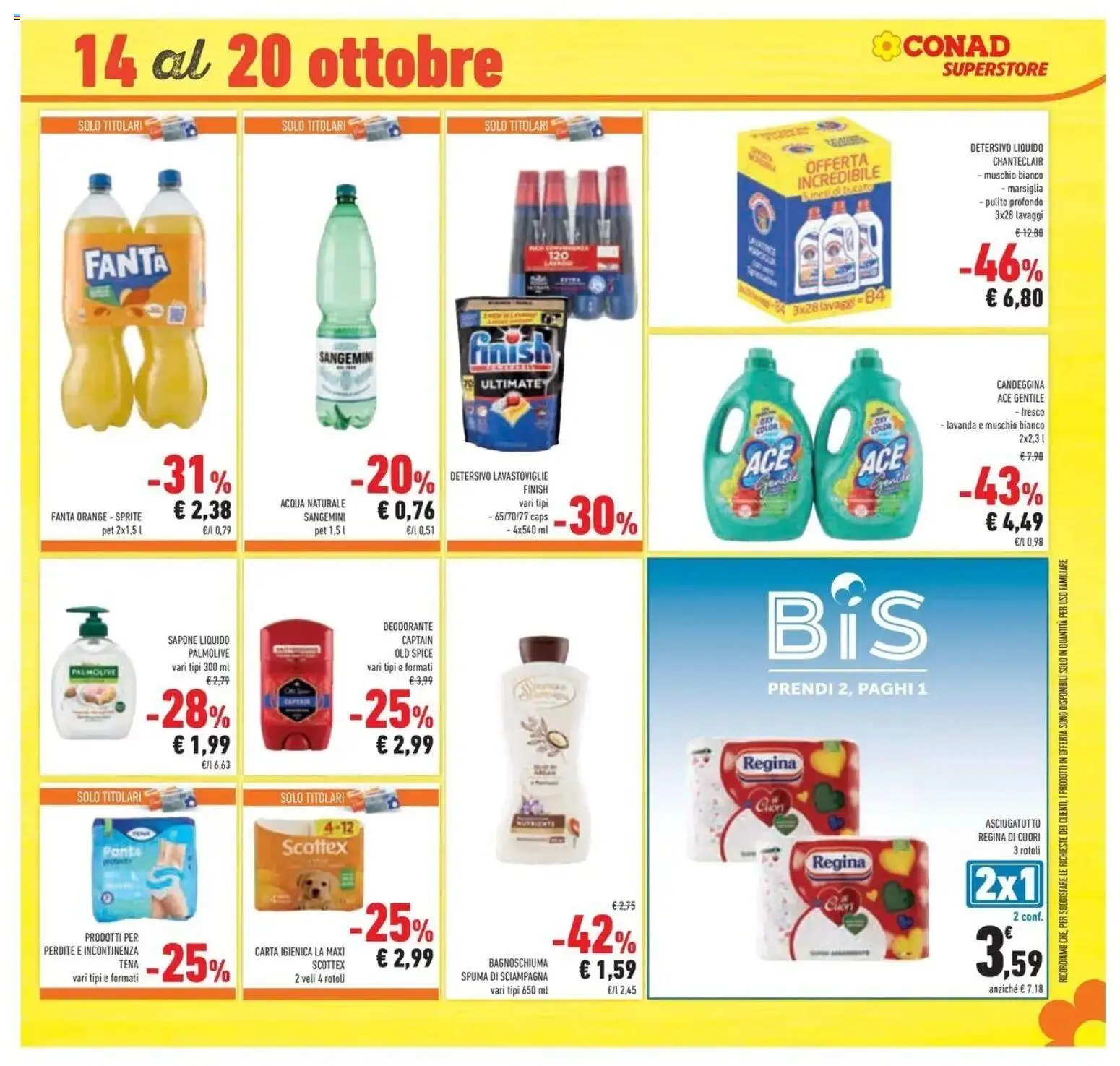 Volantino Conad del 07/10/2026 | Pagina: 57 | Prodotti: Sapone, Bagnoschiuma, Acqua, Lavastoviglie