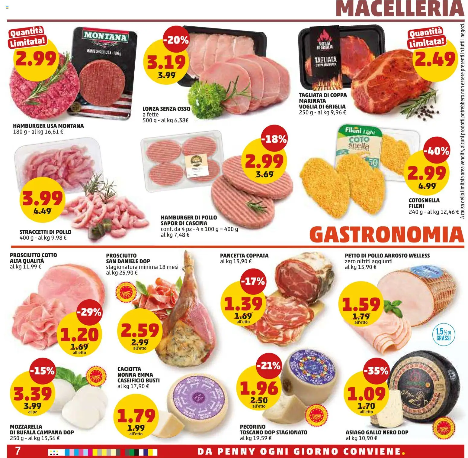 Volantino PENNY del 16/07/2026 | Pagina: 7 | Prodotti: Petto di Pollo, Arrosto, Pancetta, Mozzarella