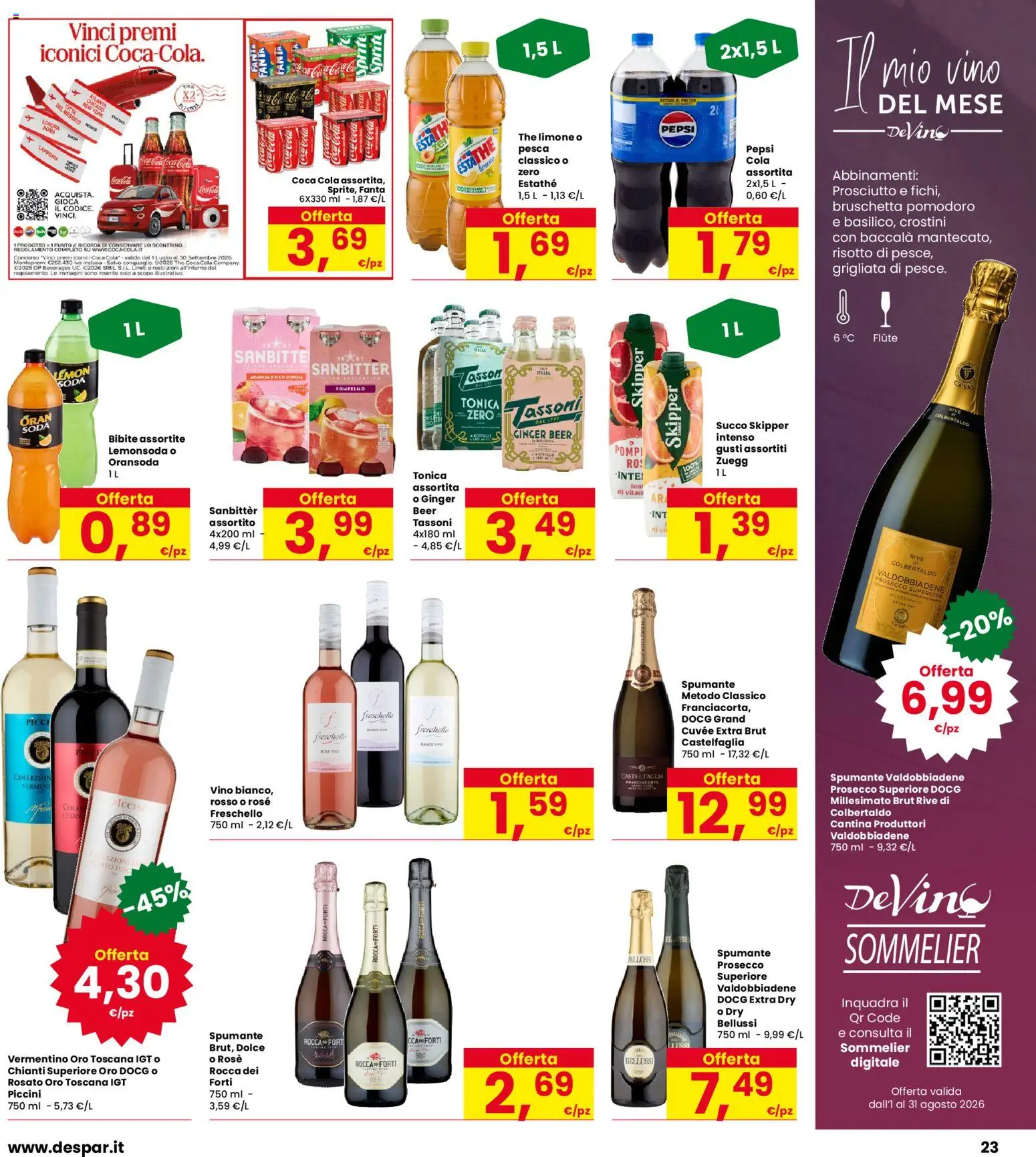 Volantino Eurospar del 30/07/2026 | Pagina: 23 | Prodotti: Succo, Vino, The, Pepsi
