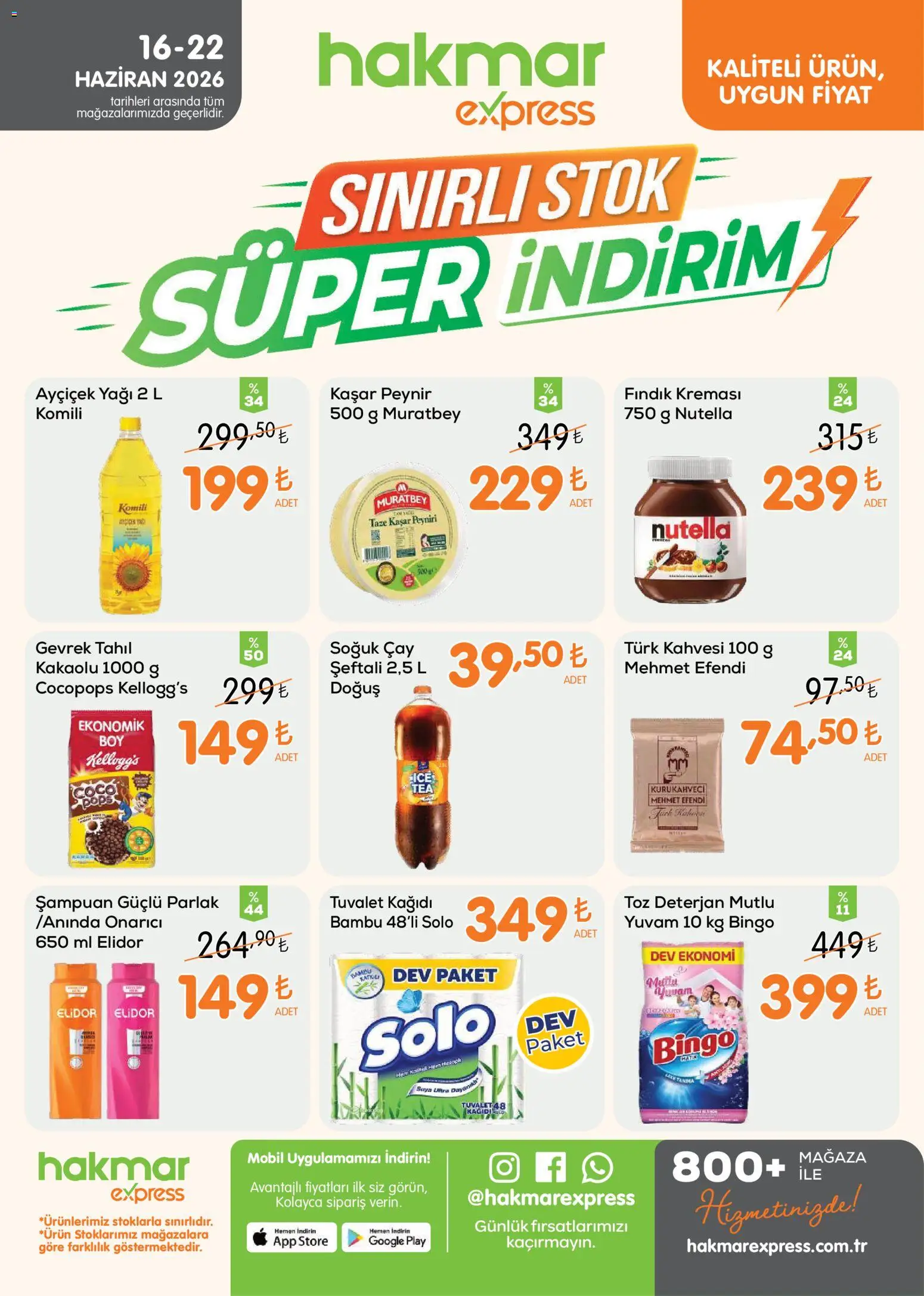 Hakmar Express - Broşür - 16.06.2026 tarihinden itibaren geçerlidir | Sayfa: 1 | Ürünler: Tuvalet, Peynir, Fındık, Tuvalet kağıdı