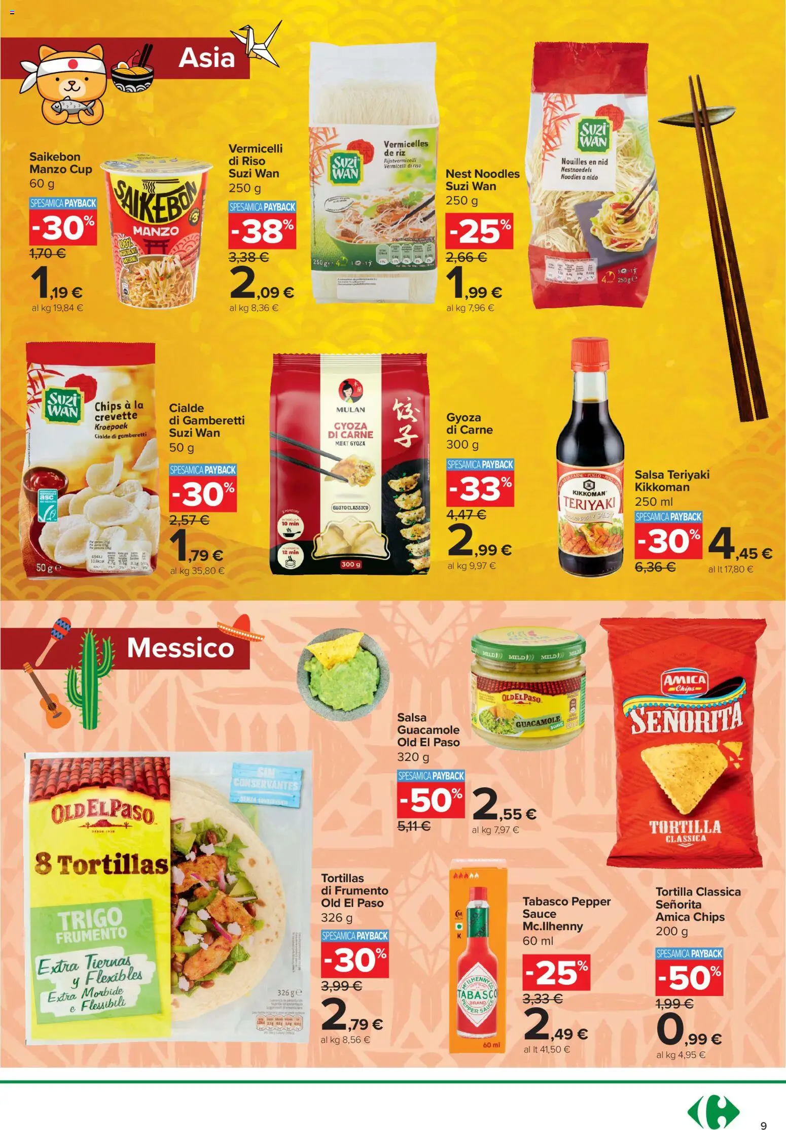 Volantino Carrefour del 24/09/2026 | Pagina: 9 | Prodotti: Manzo, Tortillas, Cialde, Gamberetti