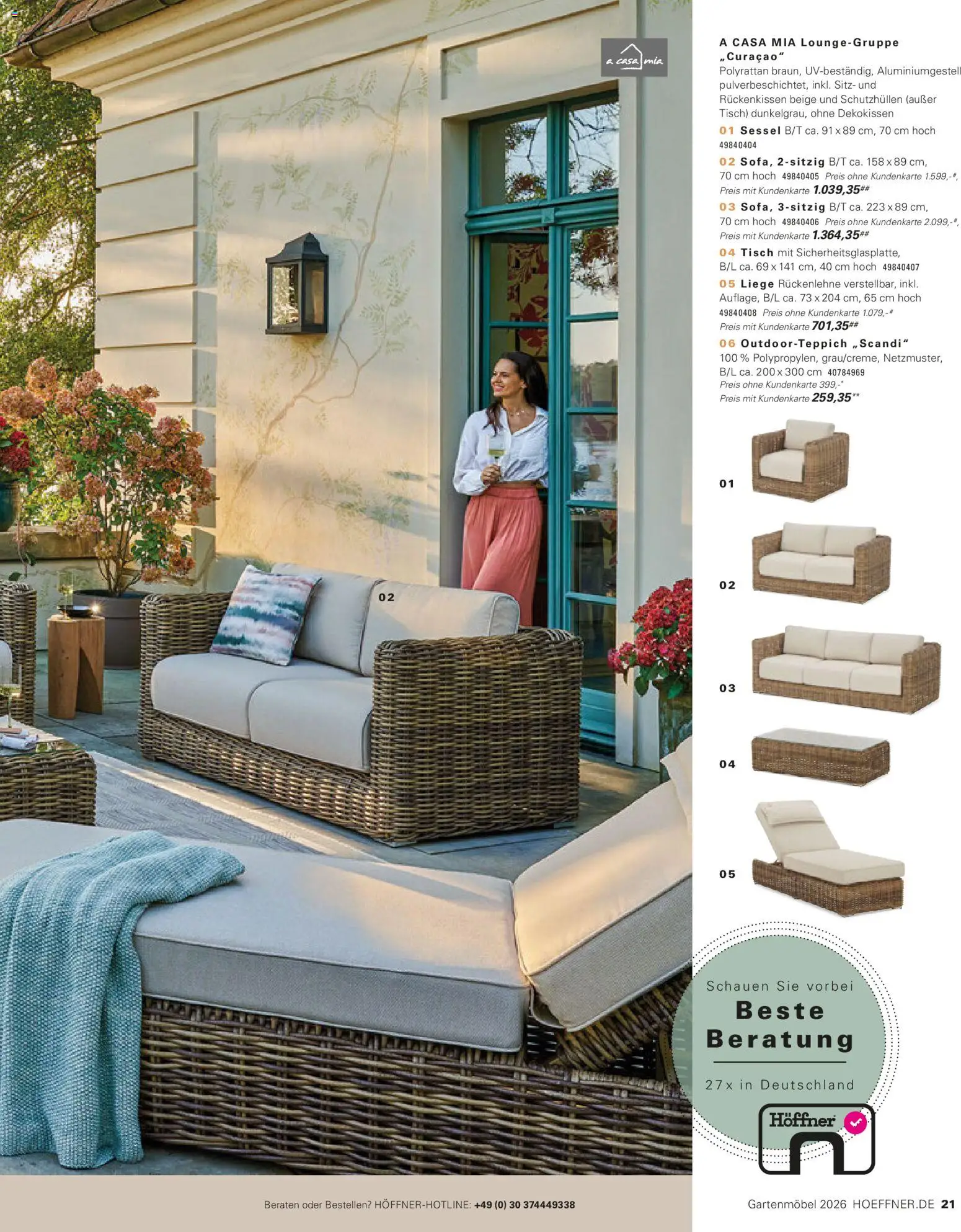 Höffner Prospekt Gartenmöbel – gültig ab 27.03.2026 | Seite: 21 | Produkte: Sessel, Tisch, Liege, Gartenmöbel