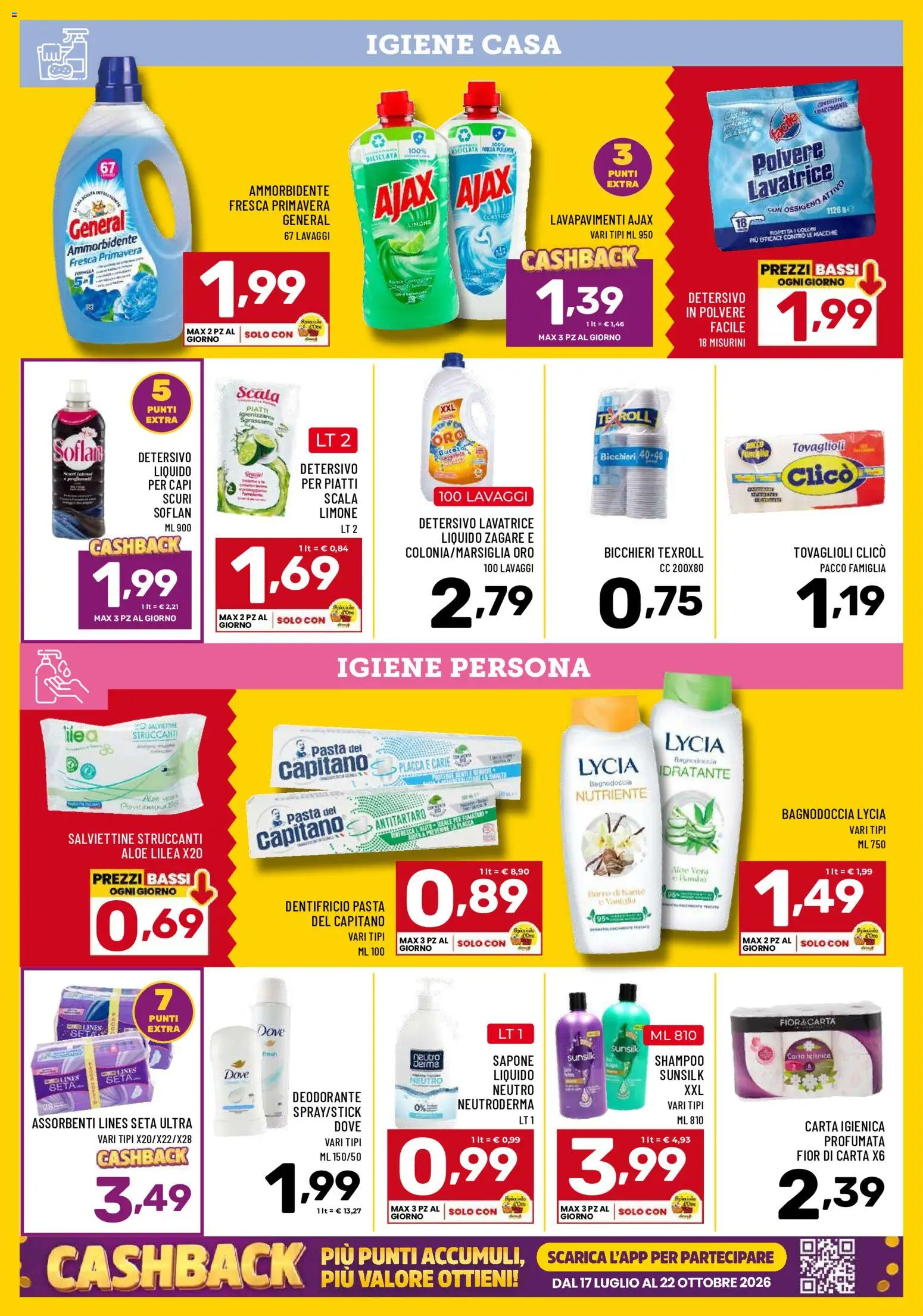 Volantino Il Centesimo del 01/09/2026 | Pagina: 12 | Prodotti: Shampoo, Ammorbidente, Burro, Assorbenti