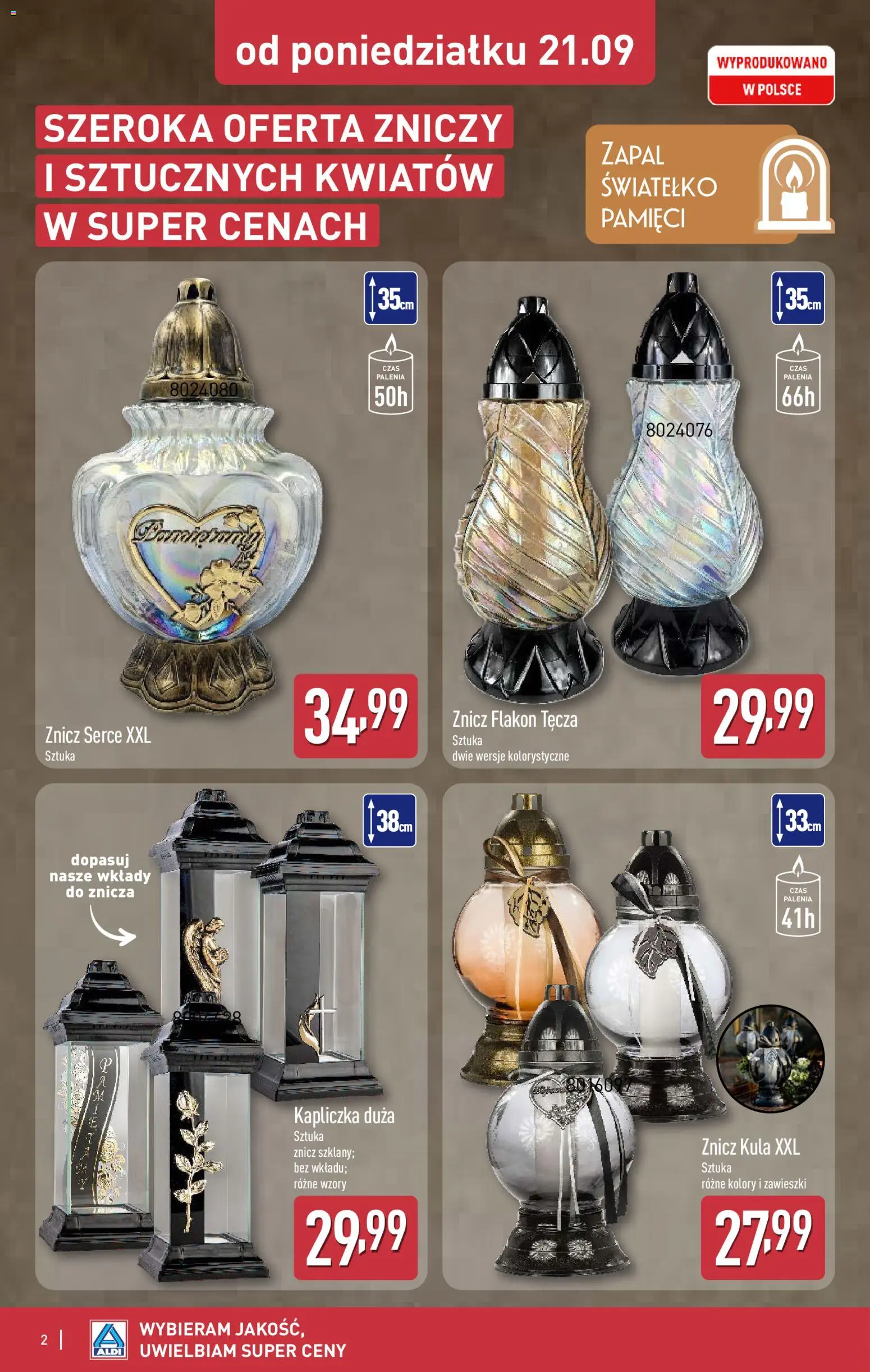Aldi gazetka - Szeroka oferta zniczy w super cenach od 21.09.2026 | Strona: 2