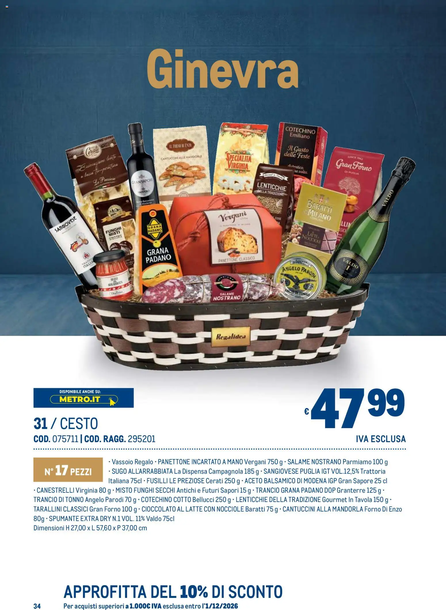 Volantino Metro del 19/10/2026 | Pagina: 34 | Prodotti: Salame, Mandorla, Spumante, Canestrelli