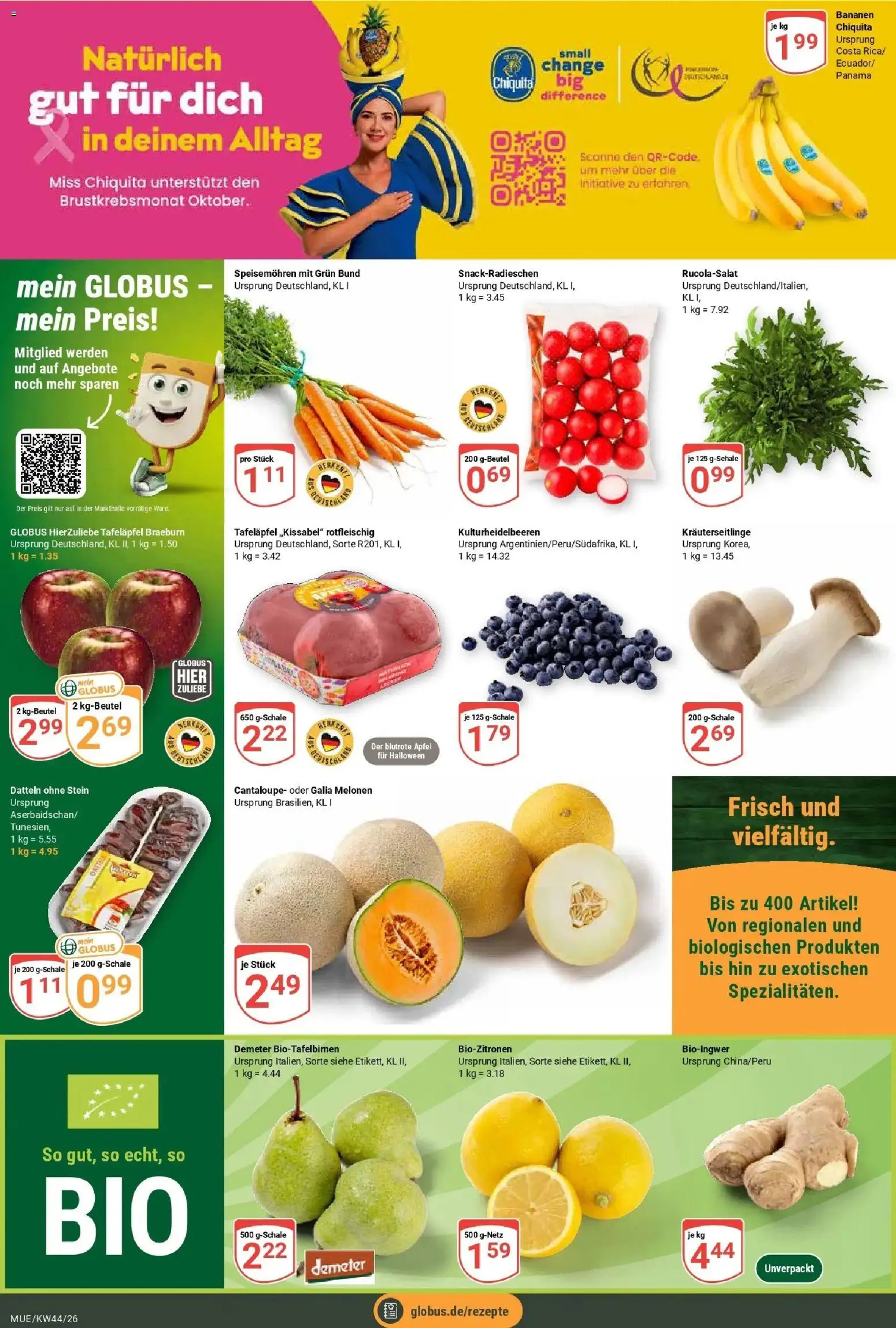 Globus Prospekt Mühldorf (ab 26.10.2026) » Angebote online | Seite: 4 | Produkte: Bananen