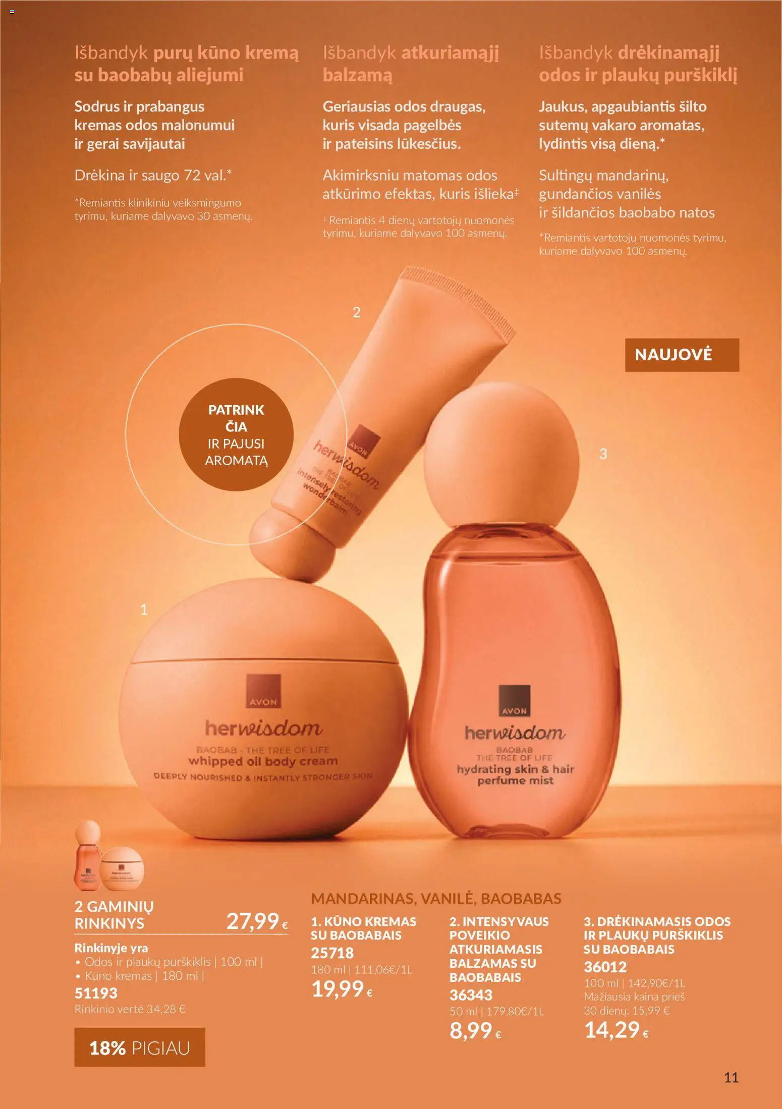 AVON akcijos nuo 2026.09.30 | Puslapis: 11 | Prekių: Balzamas, Kremas, Kūno kremas