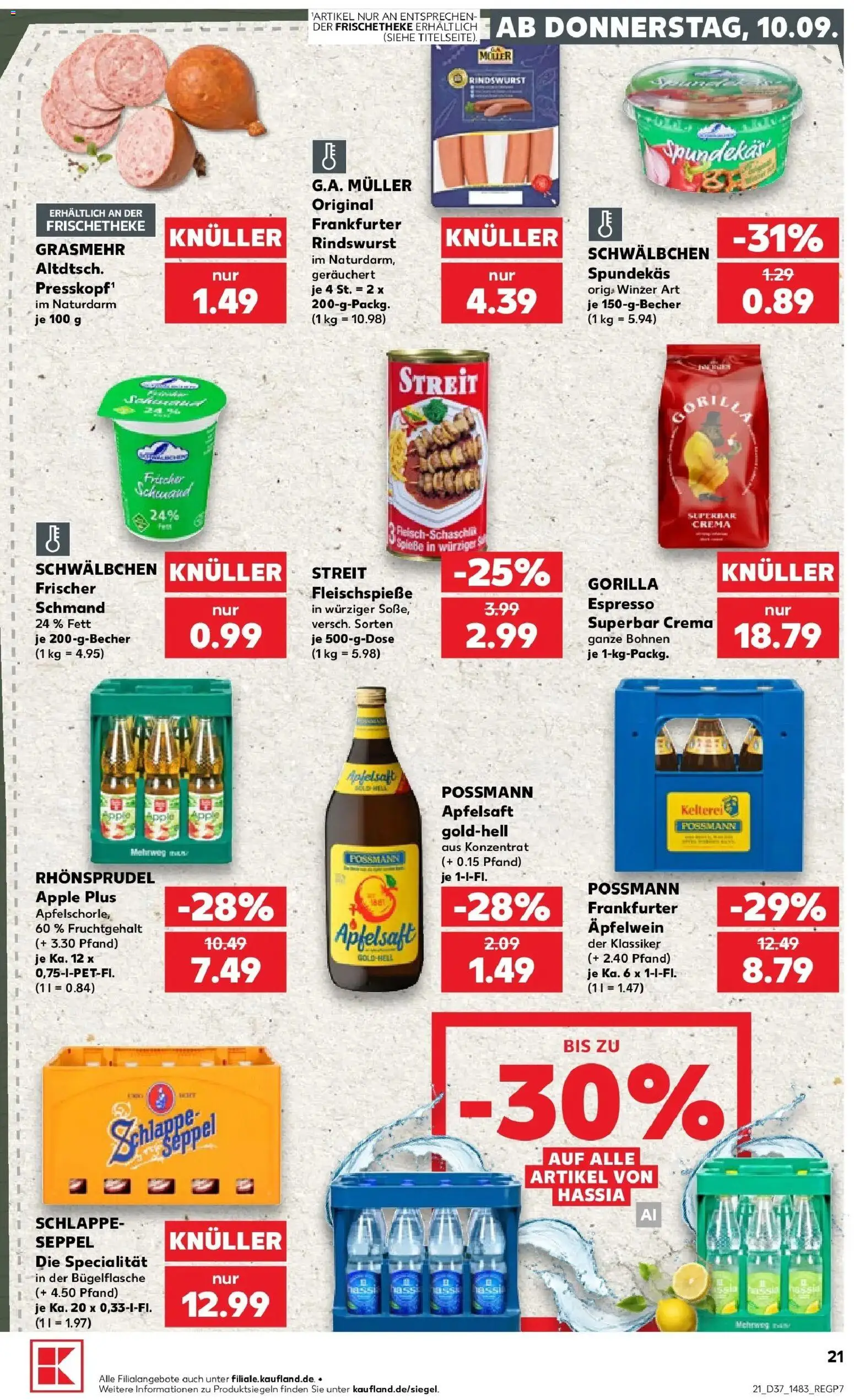 Kaufland Prospekt Frankfurt Am Main – gültig ab 07.09.2026 | Seite: 30 | Produkte: Apfelsaft, Apple, Rhonsprudel