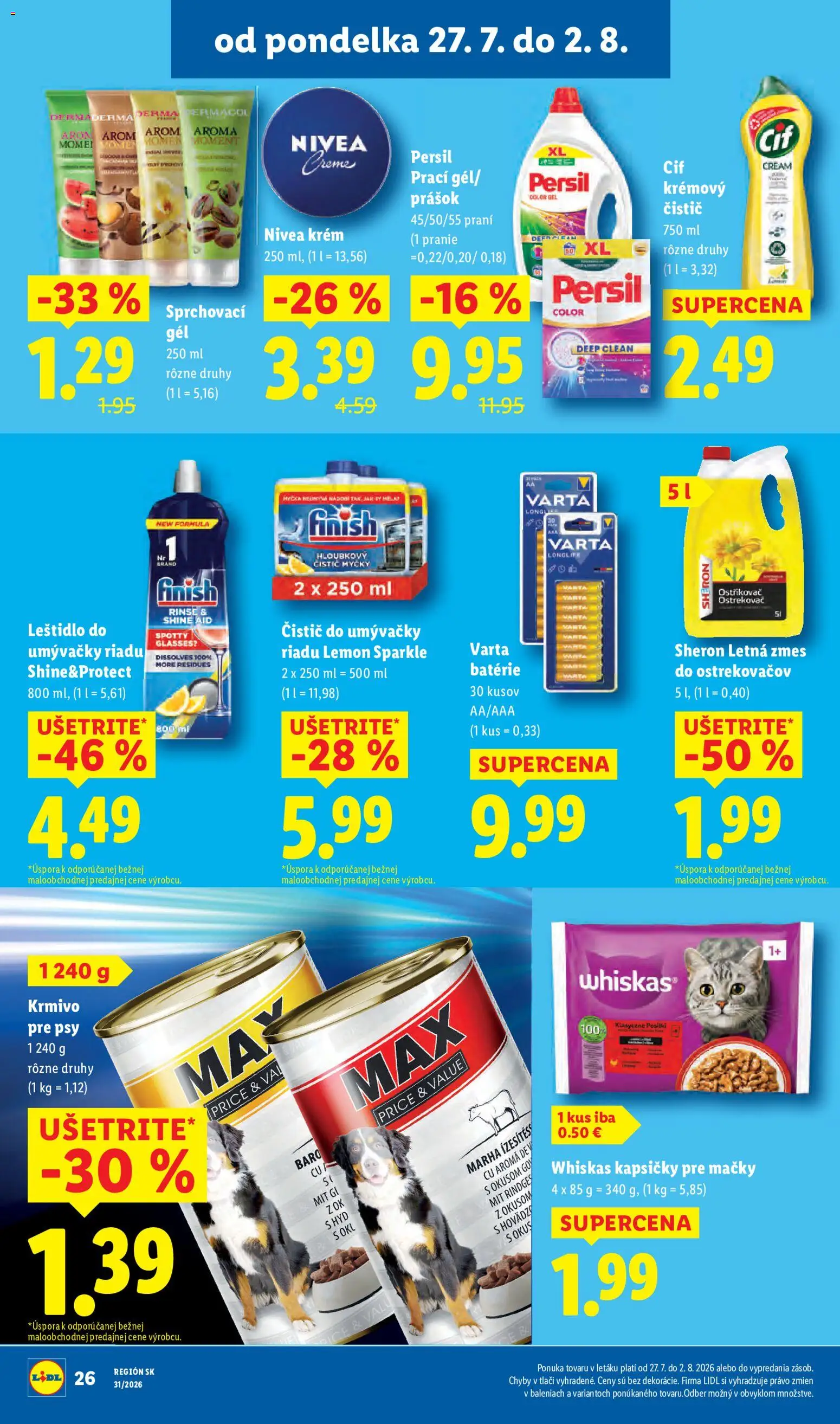 Nové Lidl akcie – leták je platný od 27.07.2026 | Strana: 36 | Produkty: Nivea, Persil, Leštidlo  do umývačky riadu, Cif