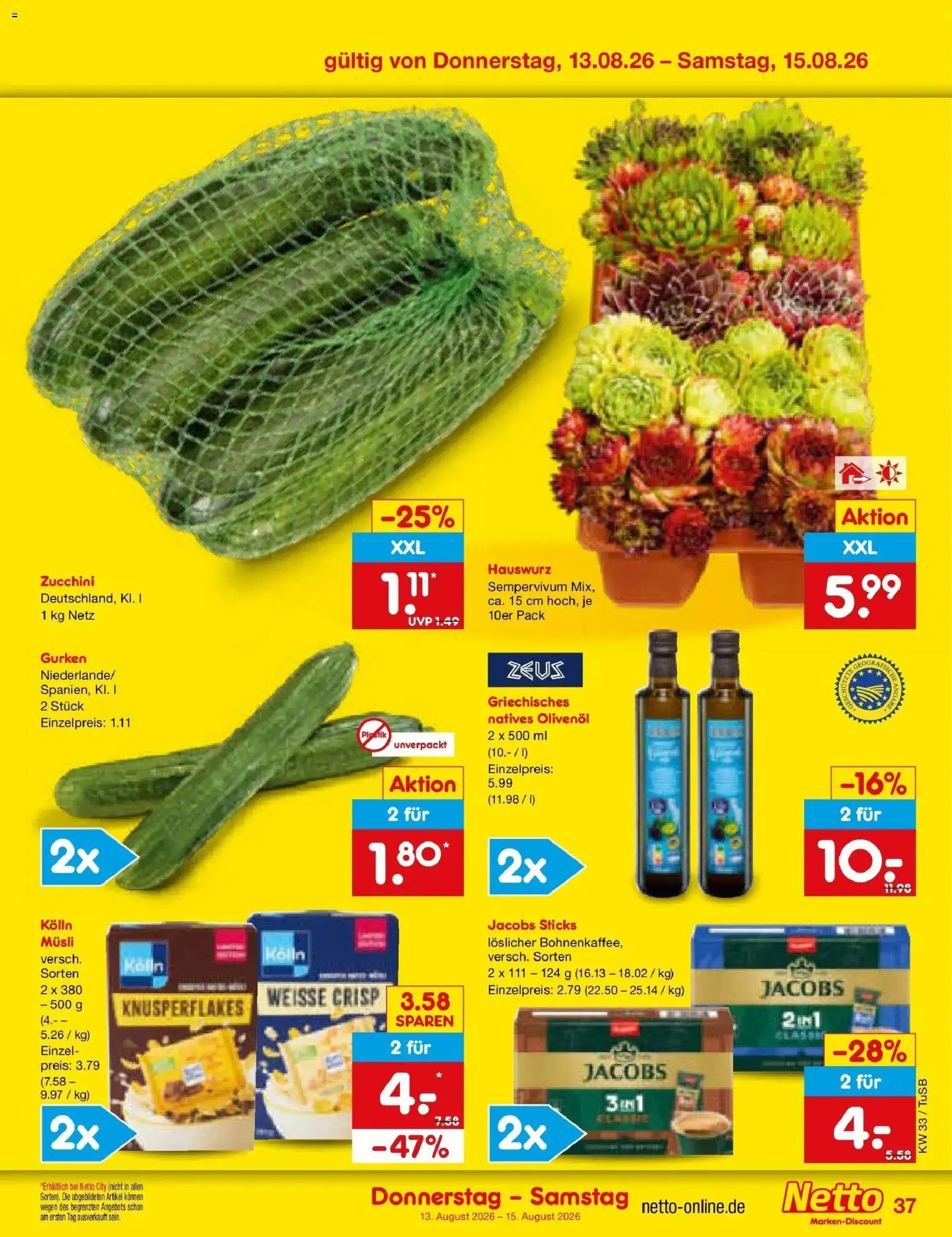 Netto Marken-Discount Prospekt Lahr-Langenwinkel – gültig ab 10.08.2026 | Seite: 51 | Produkte: Kolln, Olivenol, Zucchini, Gurken