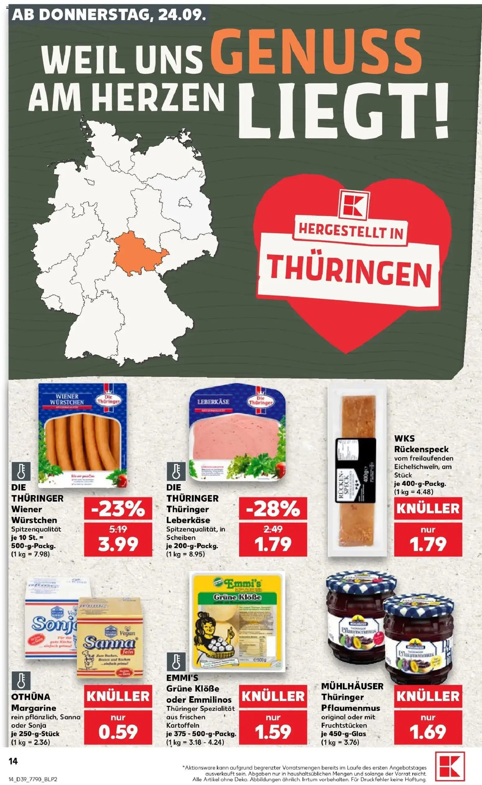 Prospekt Kaufland ab 21.09.2026 » Angebote Online zum Blättern | Seite: 17 | Produkte: Margarine, Wiener wurstchen, Kartoffeln, Leberkase