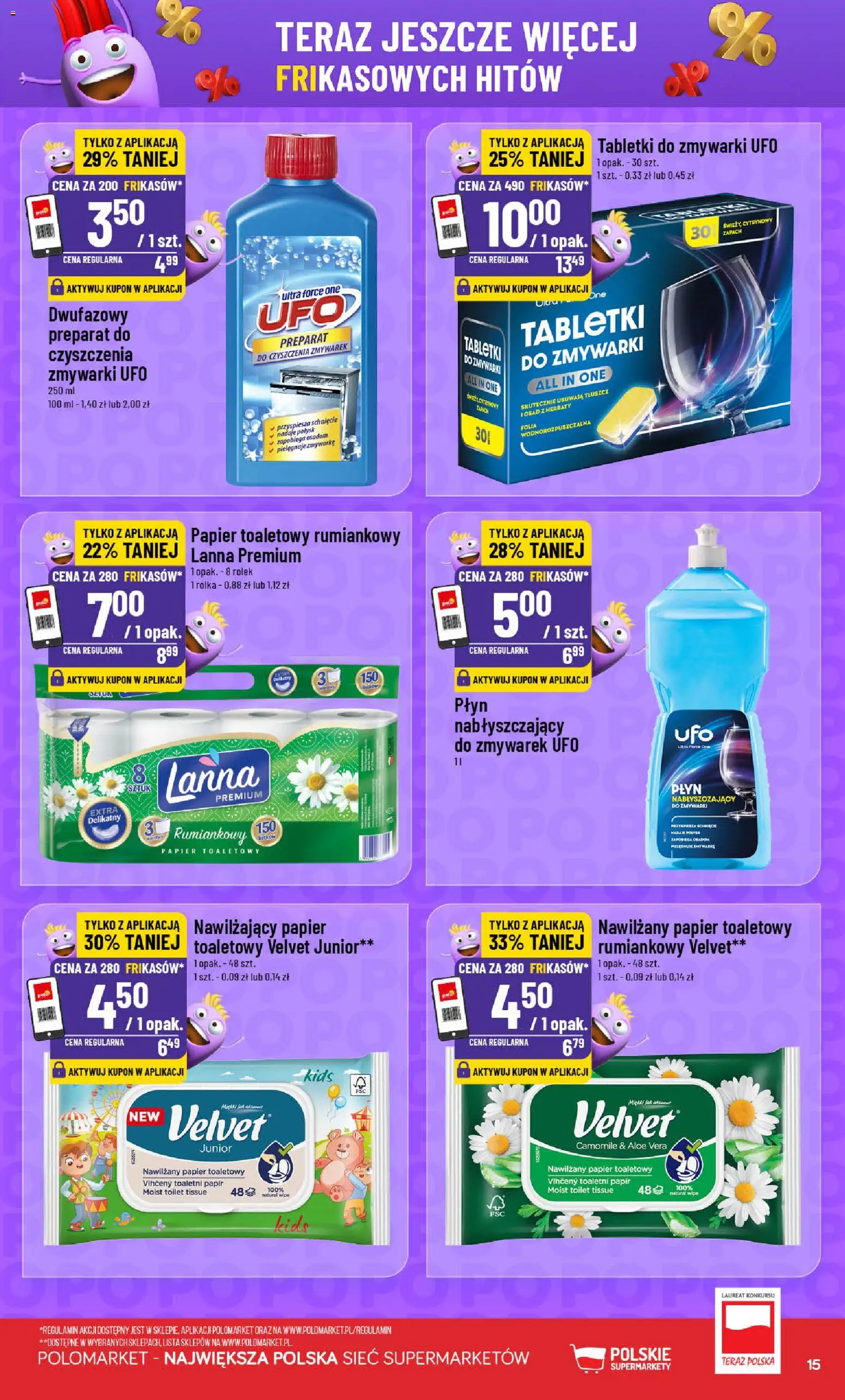 POLOmarket gazetka - Frikasowe Hity od 10.06.2026 | Strona: 15 | Produkty: Papier toaletowy, Zapach, Tabletki do zmywarki