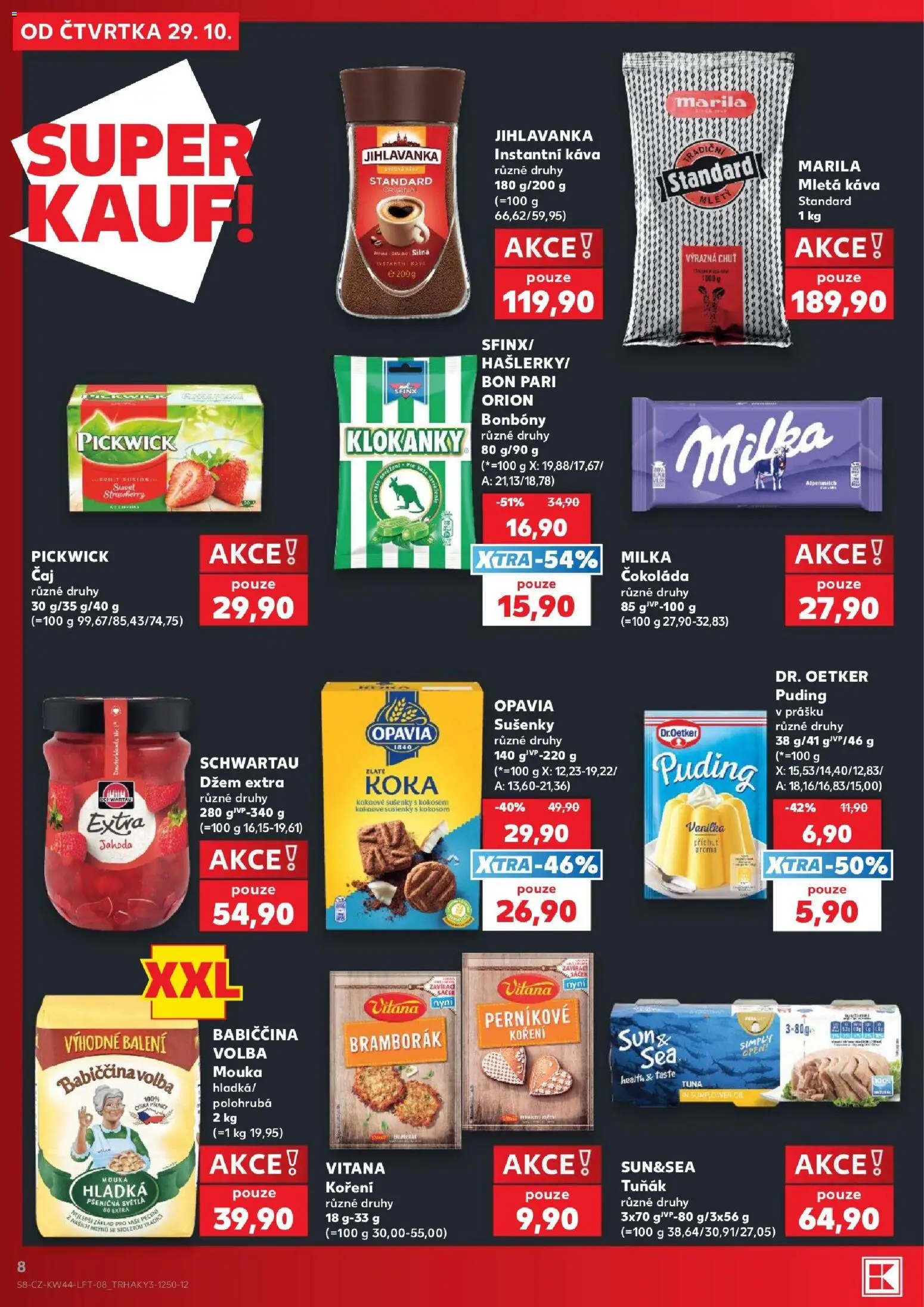 Kaufland leták - Liberec od 29.10.2026 | Strana: 8 | Produkty: Instantní káva, Cookies, Puding, Vanilka