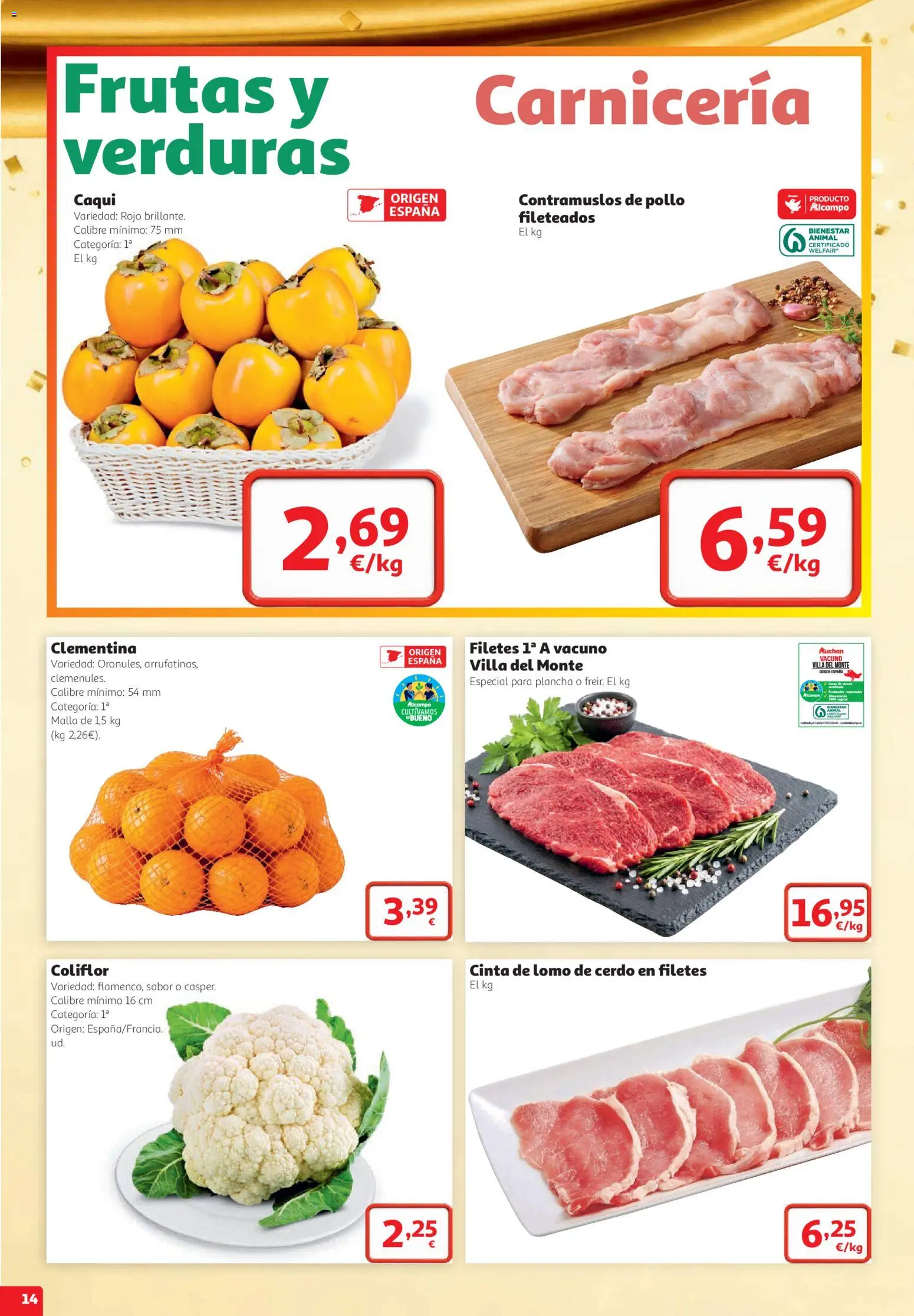 Alcampo SST Grandes Marcas │ válido desde el 22/10/2026 | Página: 14 | Productos: Coliflor, Cerdo, Lomo de cerdo, Pollo