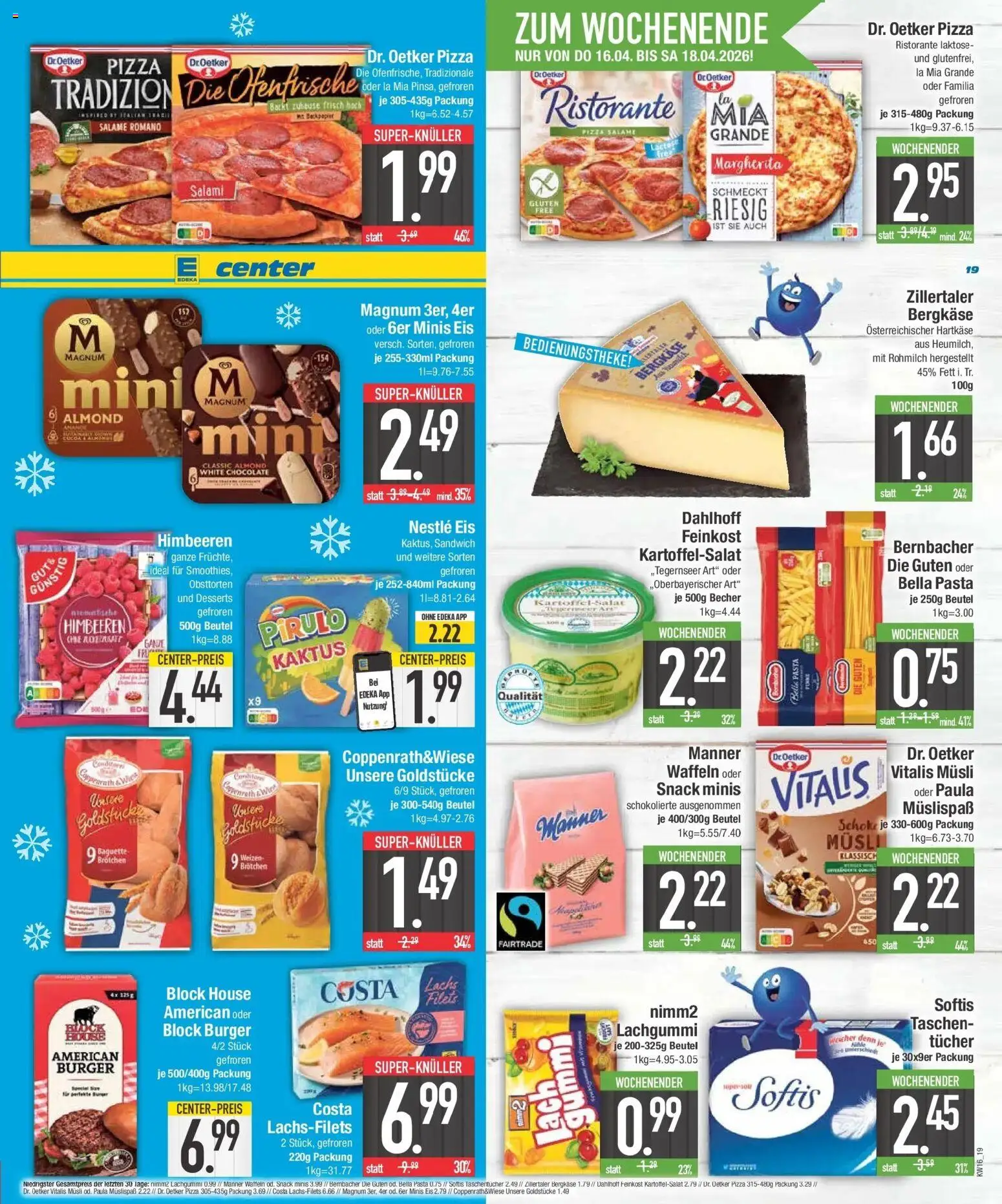 E center Prospekt Neuburg an der Donau  – gültig ab 13.04.2026 | Seite: 19 | Produkte: Himbeeren, Burger, Ofenfrische, Eis