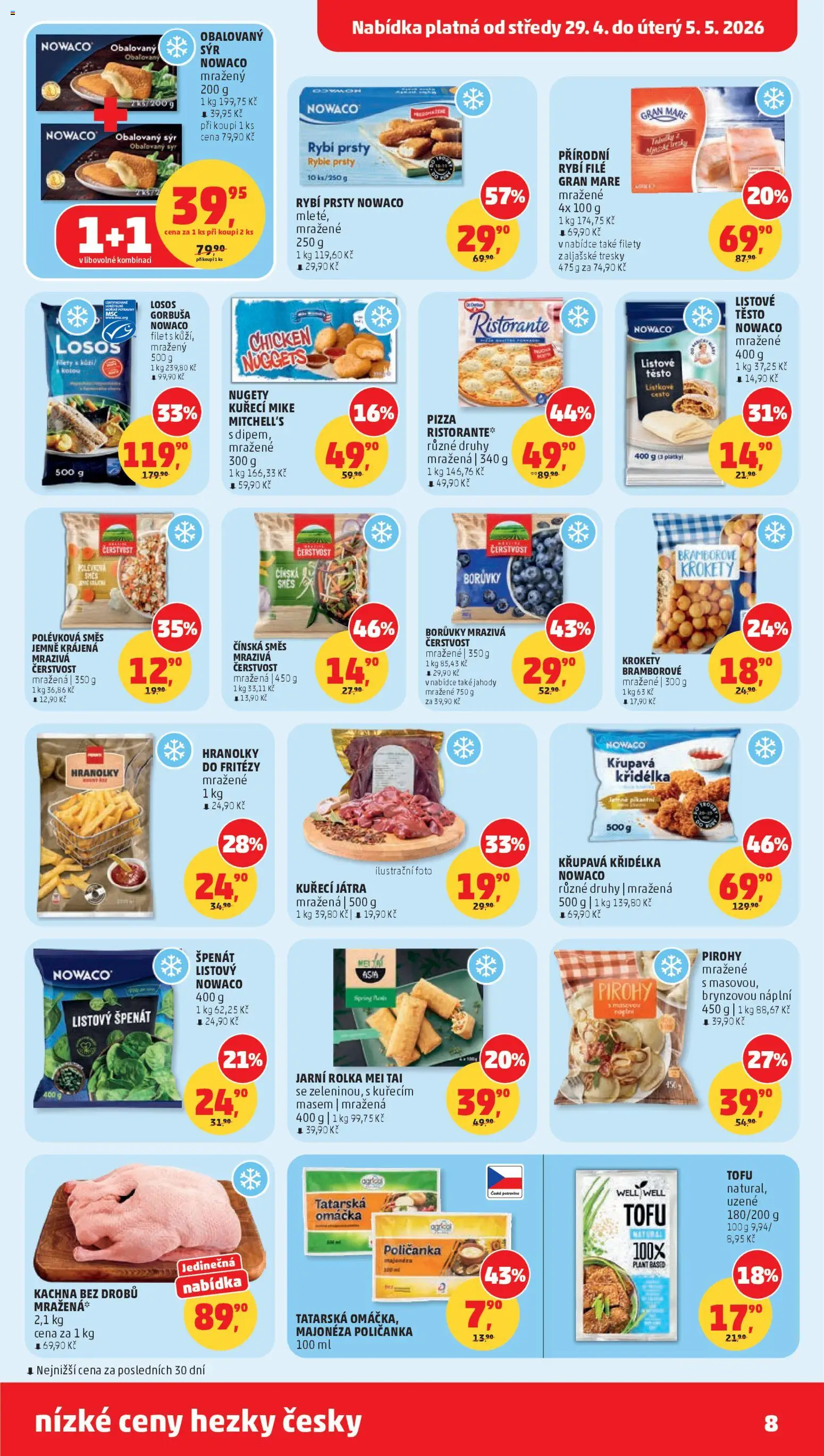 Penny Market leták od 29.04.2026 | Strana: 8 | Produkty: Krokety, Sýr, Rybí filé, Kuřecí Játra