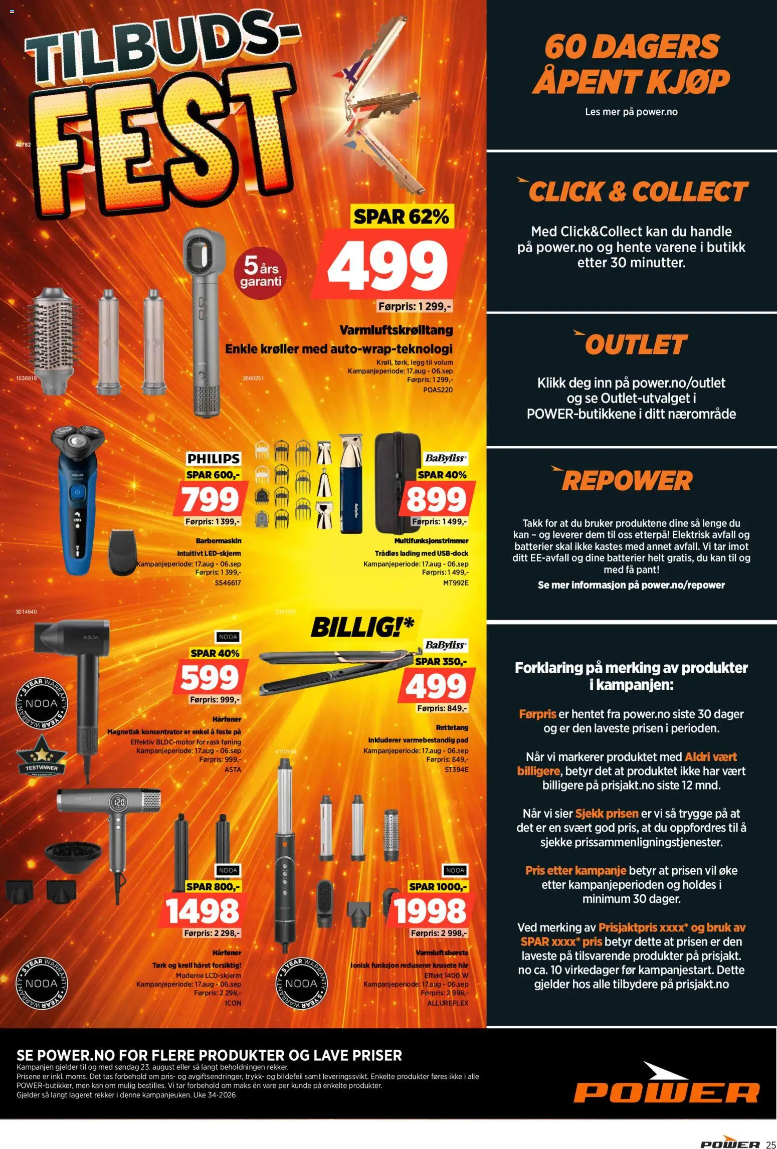 {H1} | Side: 25 | Produkter: Batterier, Ved, Barbermaskin, Hårføner