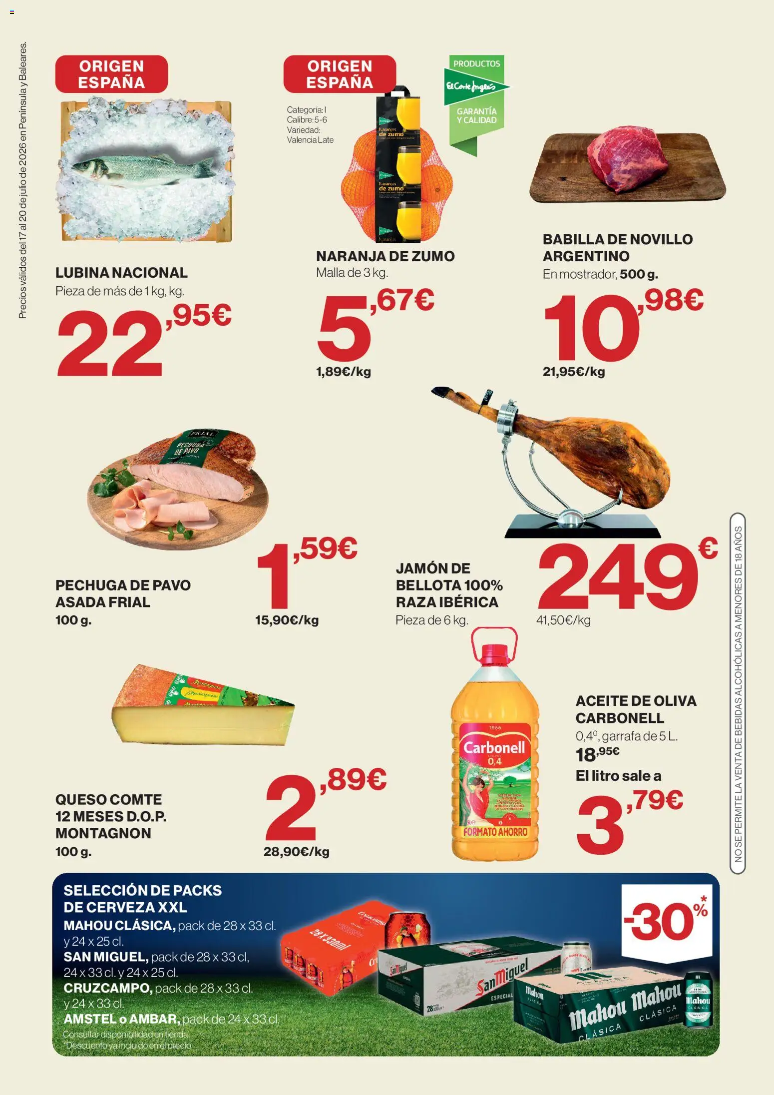 El Corte Inglés solo 3 días │ válido desde el 17/07/2026 | Página: 2 | Productos: Queso, Aceite, Jamón, Aceite de oliva