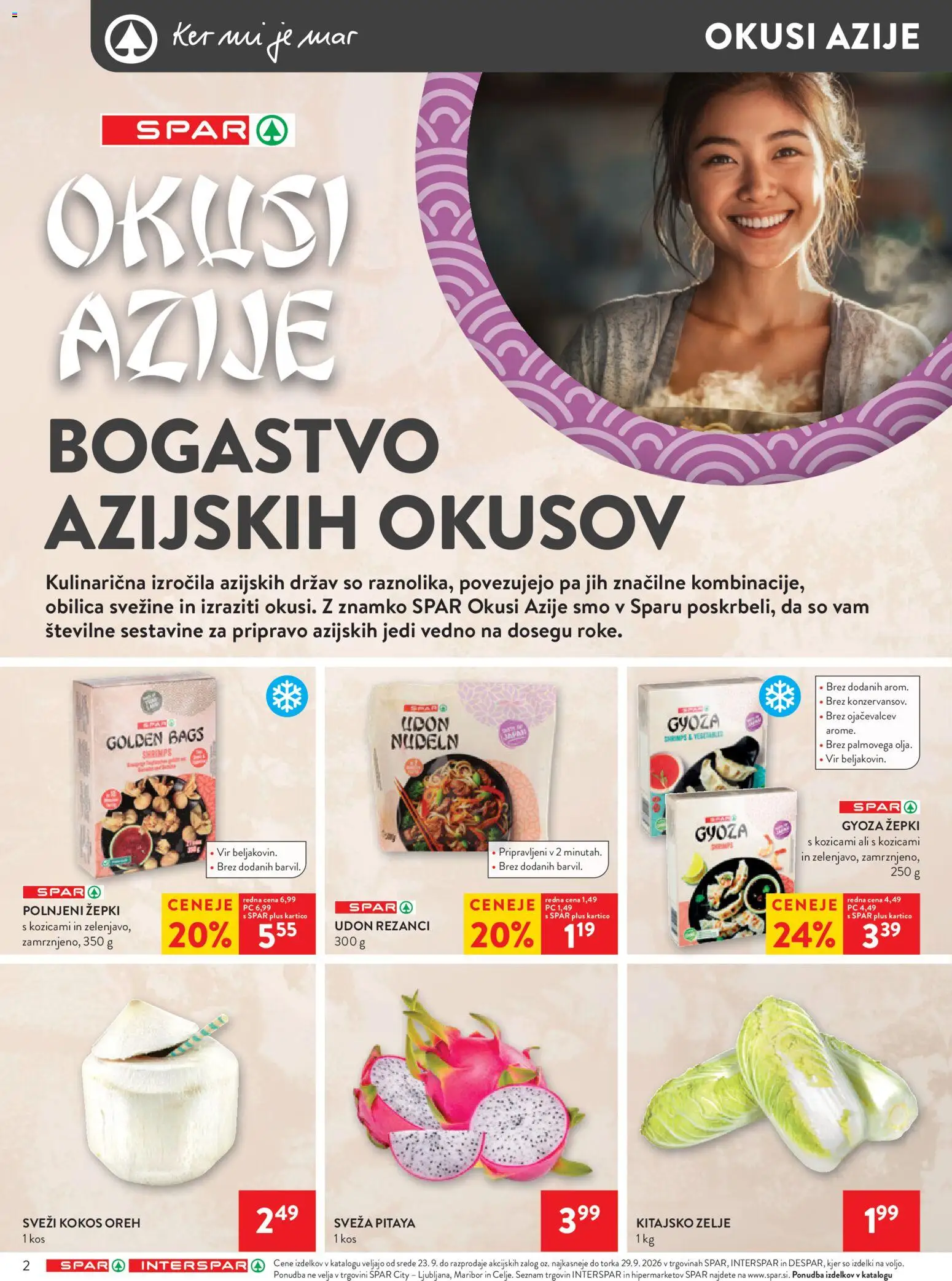 Novi Spar katalog ponudbe – veljaven od 23.09.2026 | Stran: 2 | Izdelki: Kitajsko zelje, Rezanci, Kos, Zelje