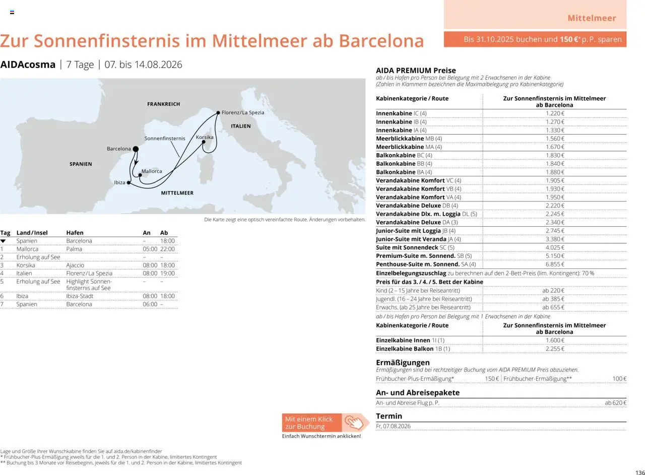 Aida Sommer 2026 – gültig ab 01.03.2026 | Seite: 136 | Produkte: Bett