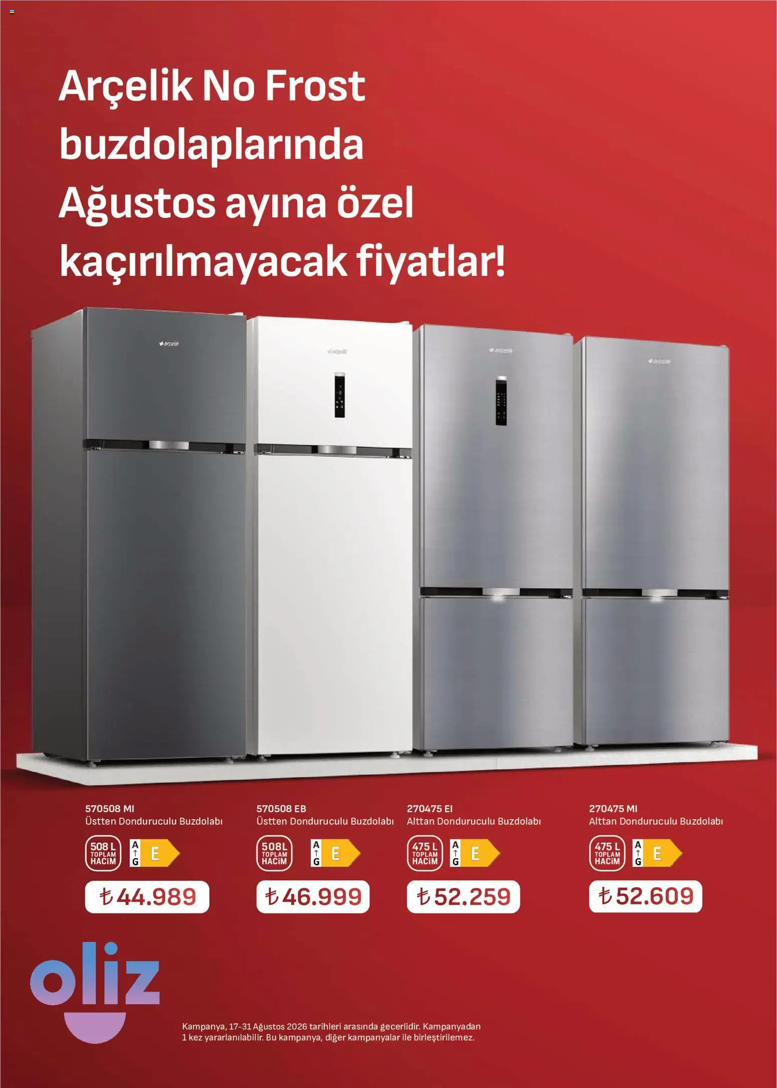 Arçelik Katalog - 21 Ağustos 2026 tarihinden itibaren geçerlidir | Sayfa: 13 | Ürünler: Buzdolabı