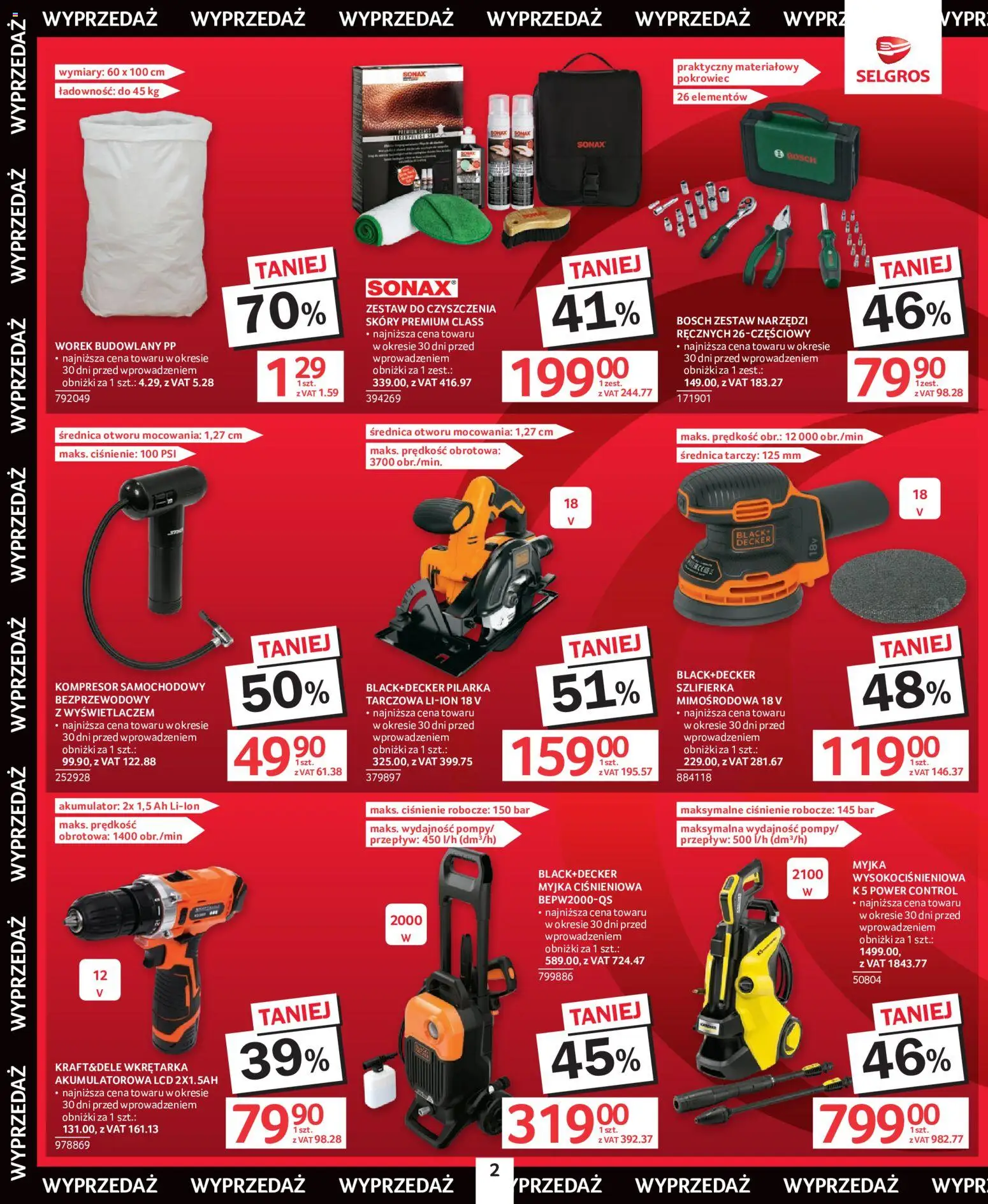 Selgros cash&carry gazetka - Totalna Wyprzedaż od 02.07.2026 | Strona: 2 | Produkty: Zestaw narzędzi, Szlifierka