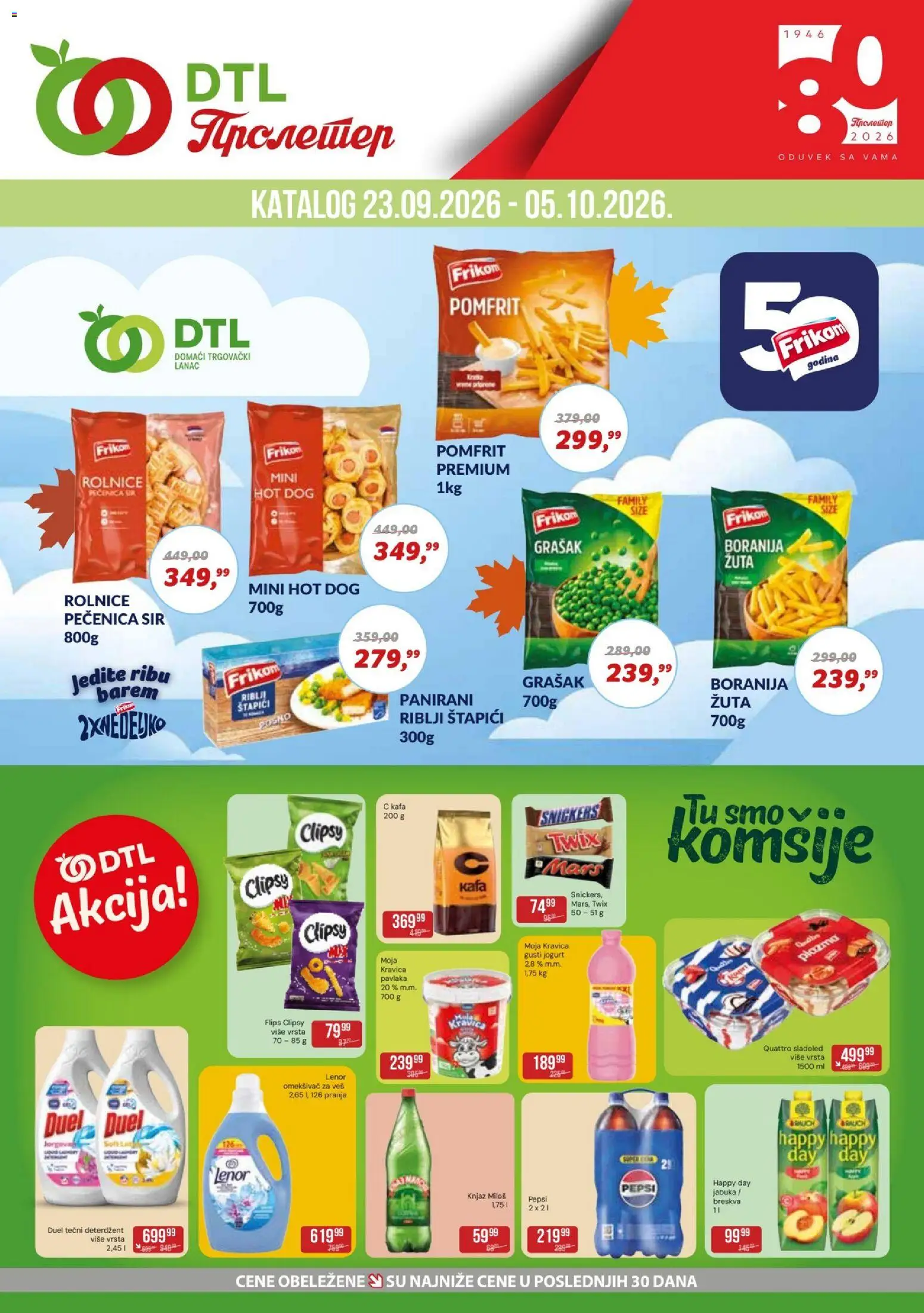Metalac Proleter katalog - važi od 23.09.2026 | Strana: 1 | Proizvode: Deterdžent, Twix, Sladoled, Pečenica
