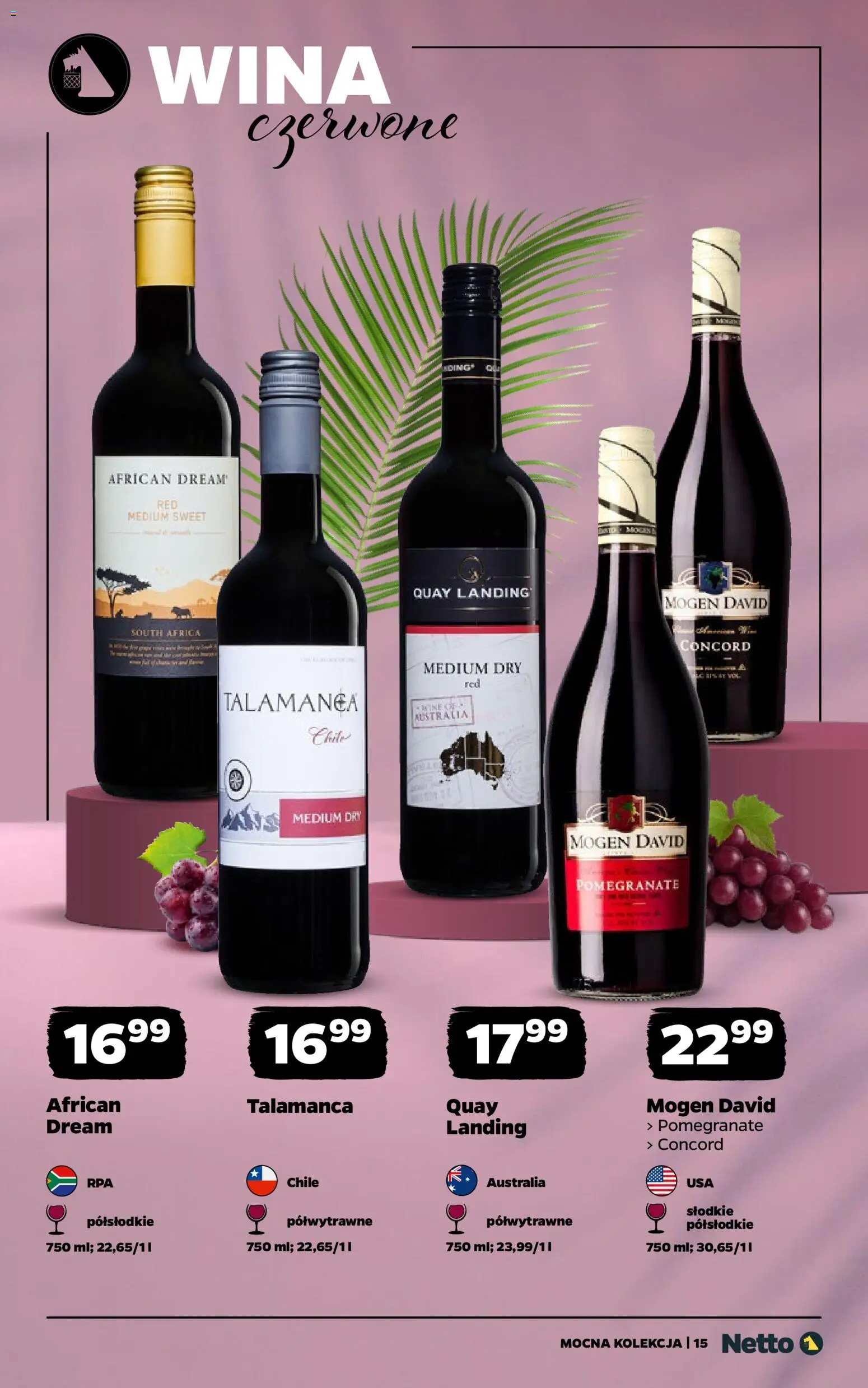 Netto gazetka - Wina od 06.07.2026 | Strona: 15 | Produkty: Mogen david pomegranate