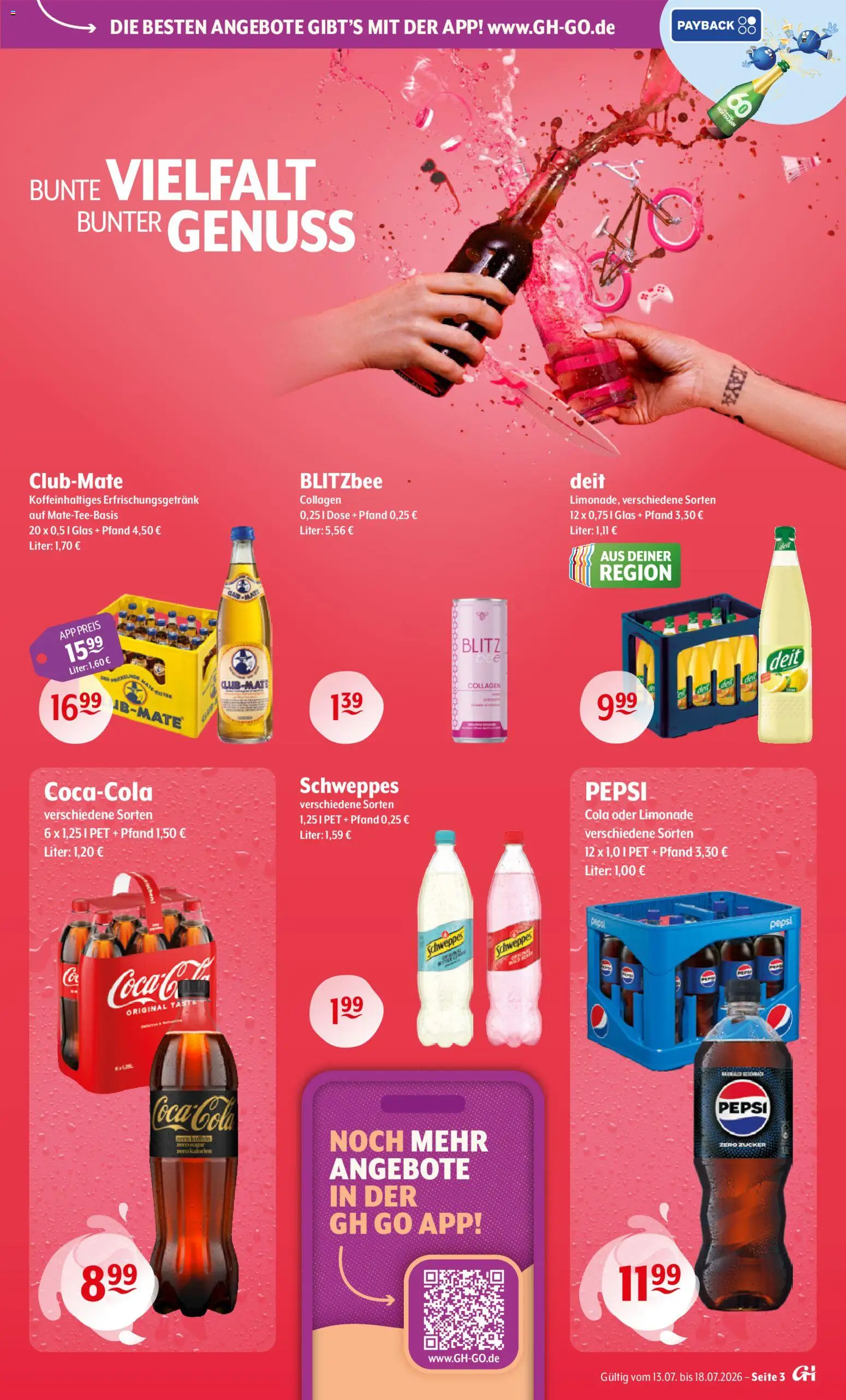 Getränke Hoffmann - Nordrhein - Westfalen – gültig ab 13.07.2026 | Seite: 3 | Produkte: Cola, Schweppes, Zucker, Pepsi