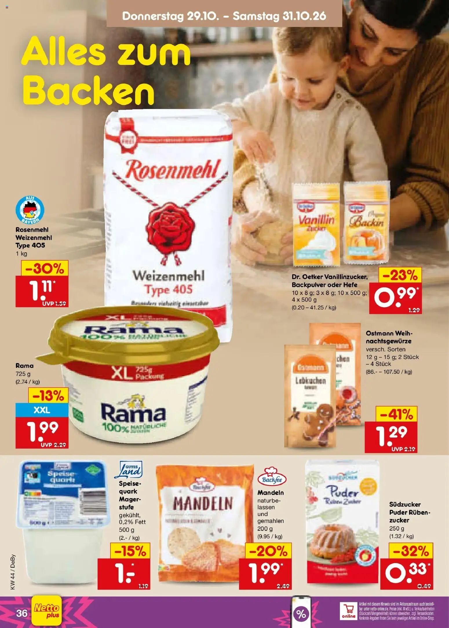 Netto Marken-Discount Prospekt Stuttgart – gültig ab 26.10.2026 | Seite: 48 | Produkte: Rama, Quark, Puder, Mandeln