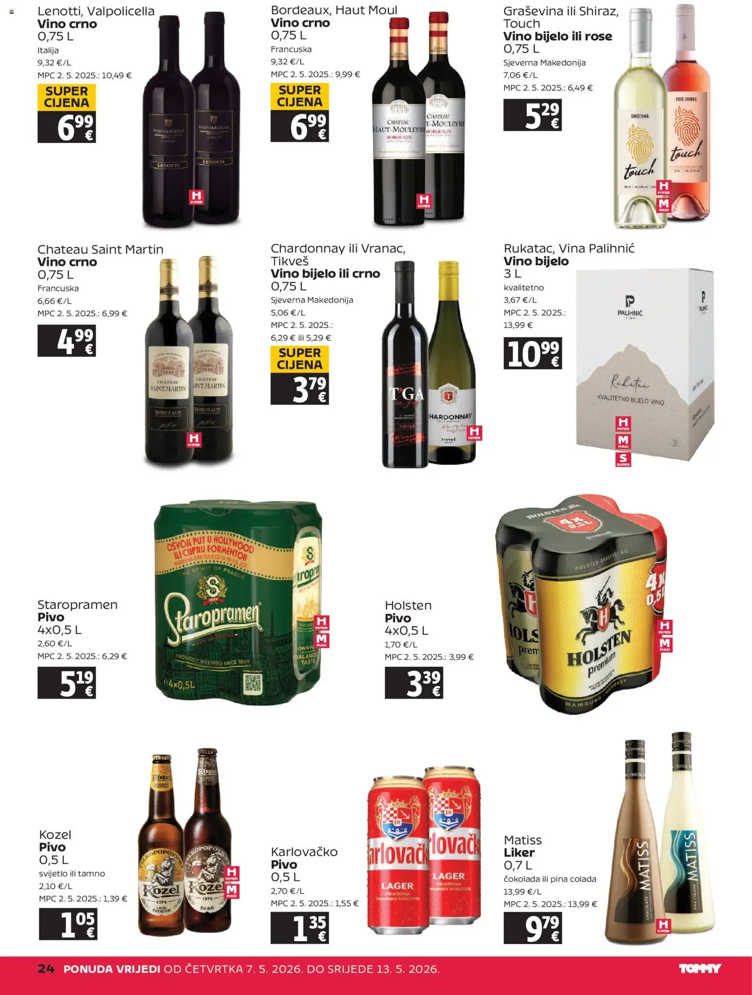 Tommy katalog | vrijedi od 07.05.2026 | Stranica: 24 | Proizvodi: Čokolada, Vino, Crno vino, Liker