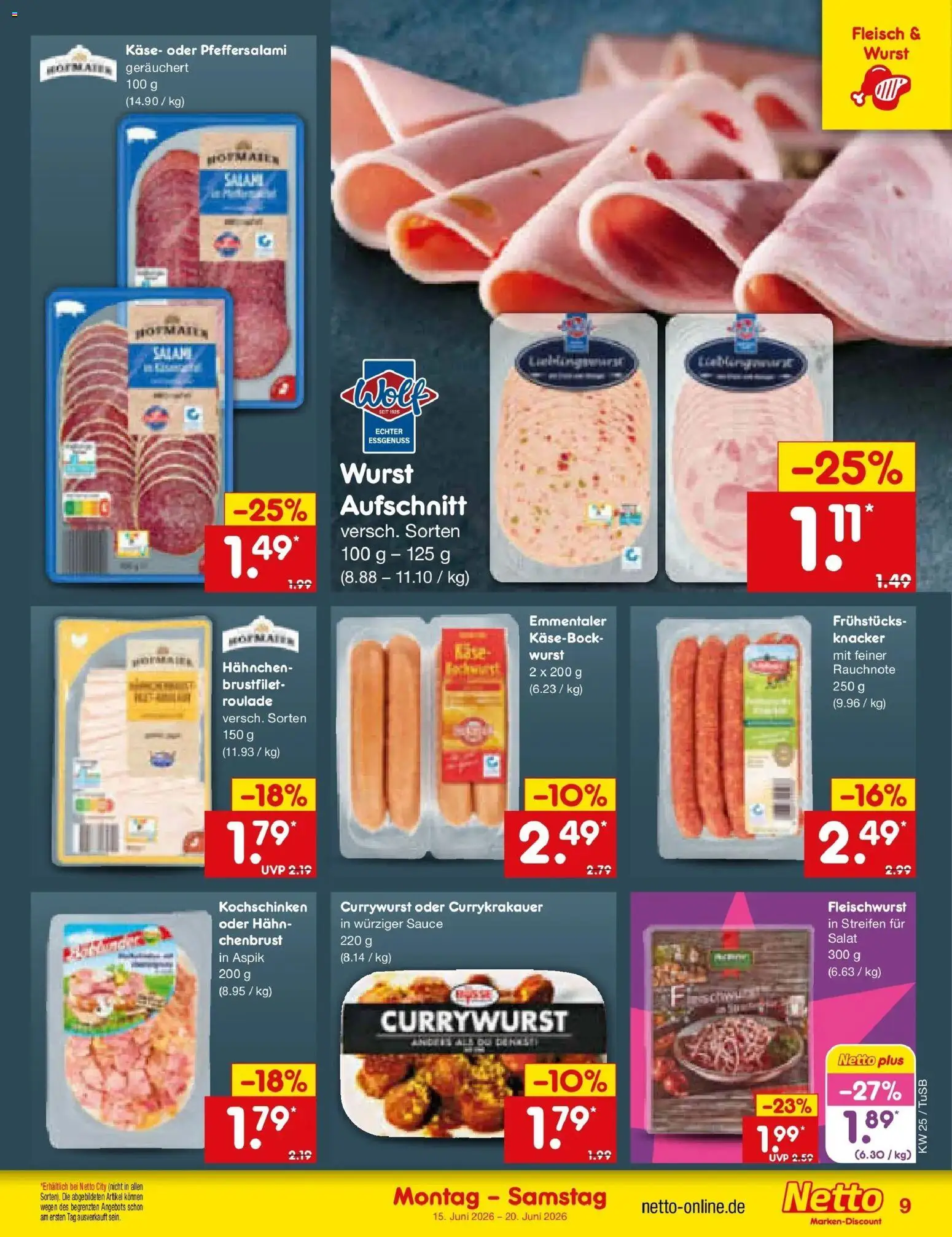 Netto Marken-Discount Prospekt Lahr-Langenwinkel – gültig ab 15.06.2026 | Seite: 11 | Produkte: Wurst, Salami, Fleisch, Salat