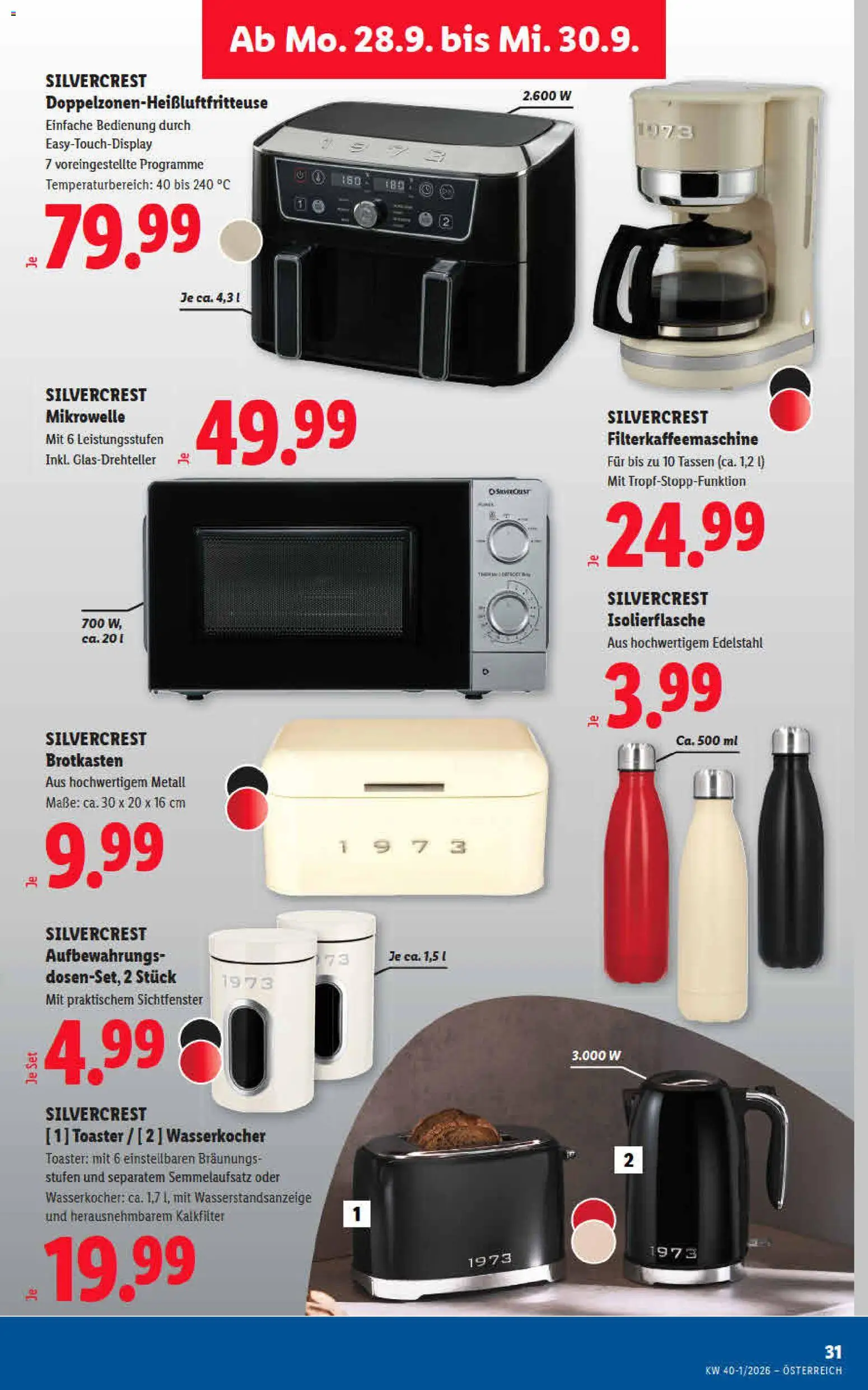 Lidl - Flugblatt gültig ab 24.09.2026 | Seite: 38 | Produkte: Mikrowelle, Wasserkocher, Toaster, Box