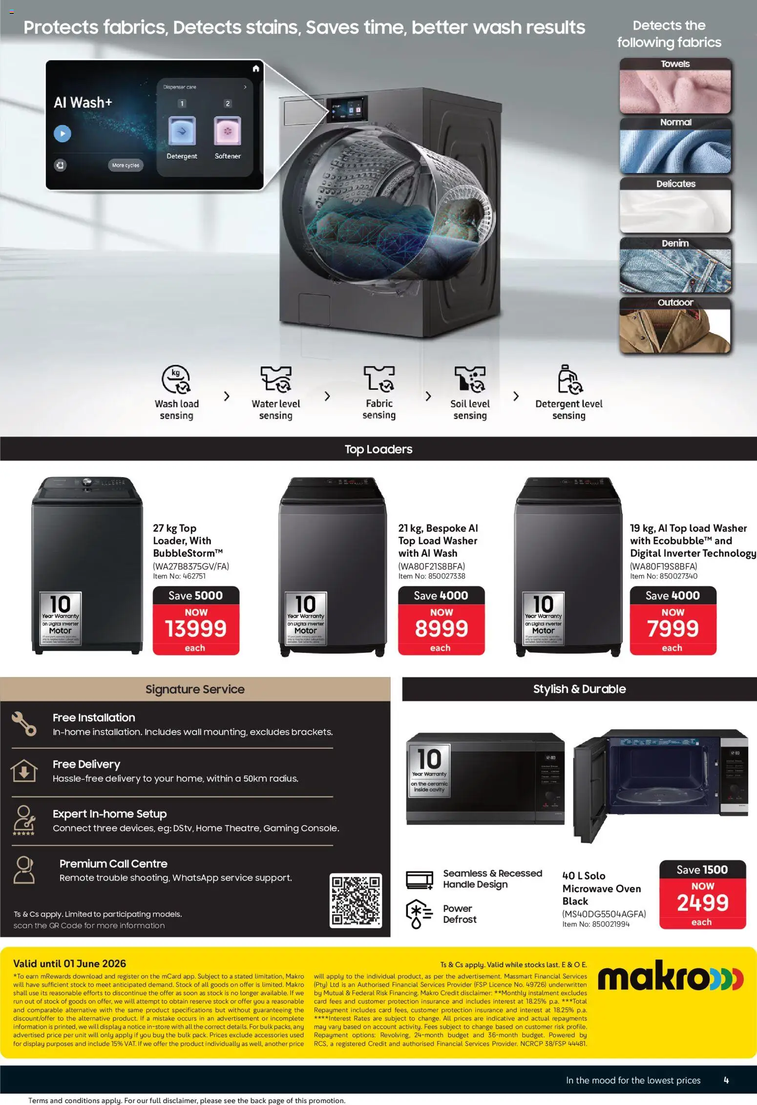 New Makro catalogue – valid from 19.05.2026 | Page: 4 | Products: Microwave oven, Stock, Water, Detergent