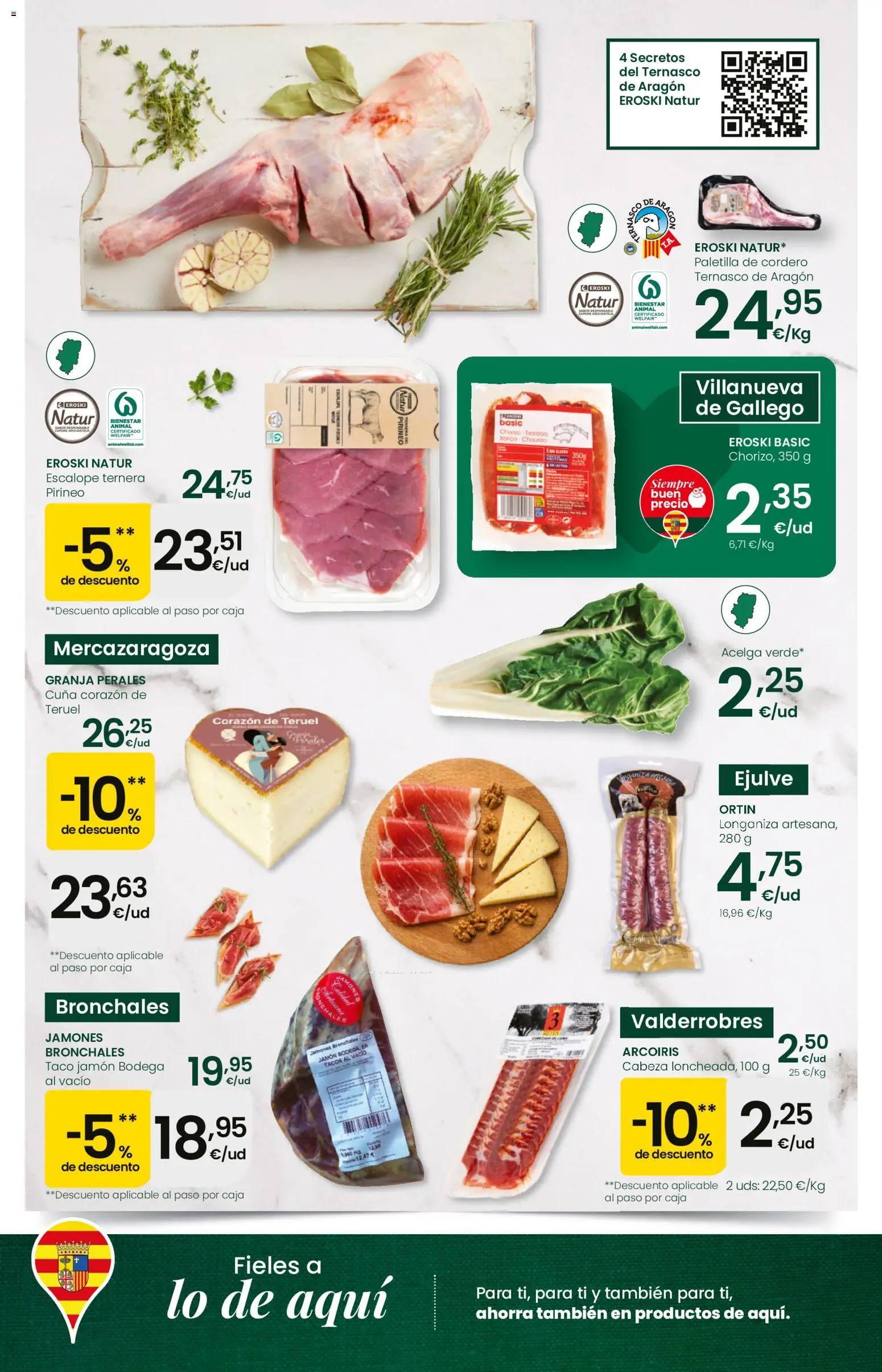 Eroski Fieles a lo de aquí │ válido desde el 14.05.2026 | Página: 2 | Productos: Jamón, Tacos, Longaniza, Φίλτρο καφέ